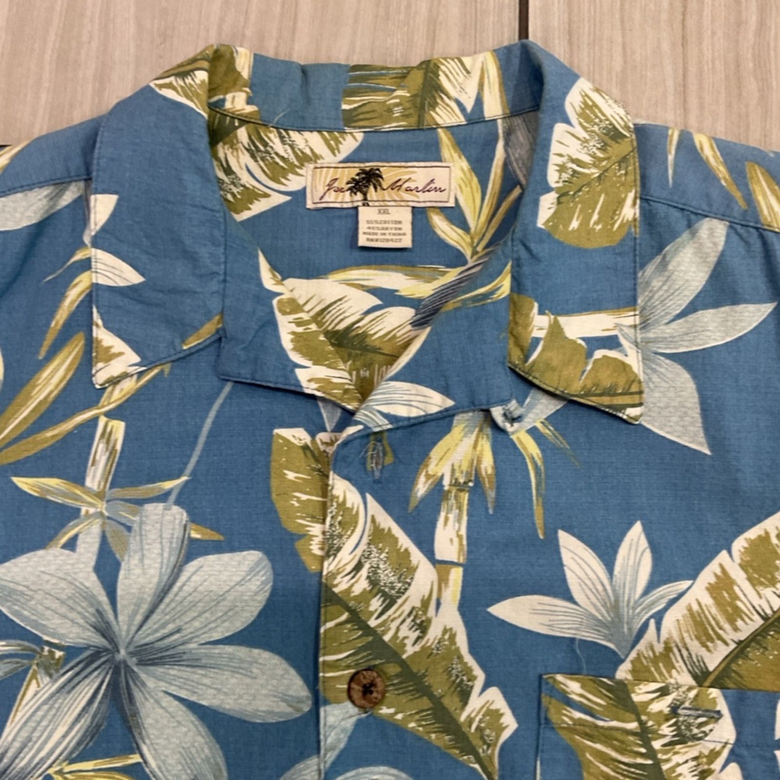 Vintage Joe Marlin 2XL Blue Green Leaf Hawaiian Button-Up Size US XXL / EU 58 / 5 - 3 Thumbnail