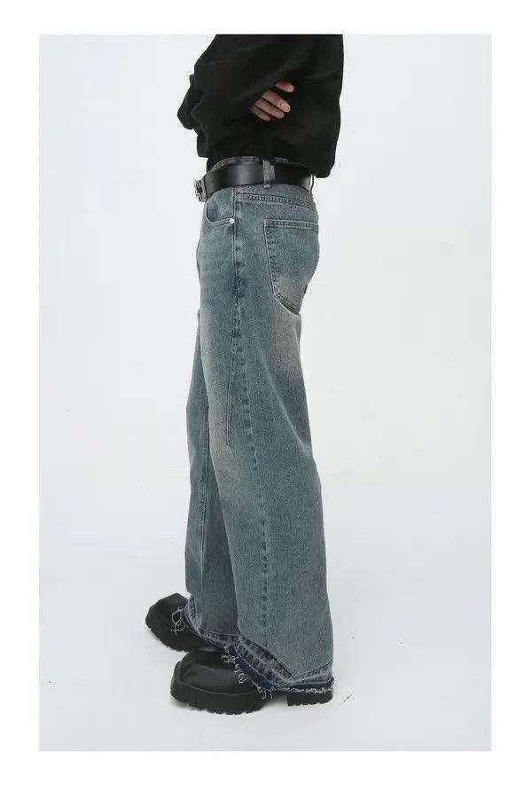 Japanese Brand VIBE Vintage loose straight-leg raw edge jeans Size US 32 / EU 48 - 4 Thumbnail
