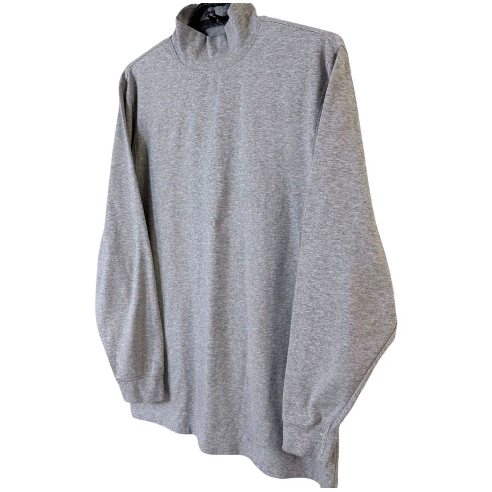 Vintage VINTAGE L.L. Bean Soft Mock-Turtleneck Long-Sleeve Gray Mens Large Tall 100% Cotton Pullover Sweater Size US L / EU 52-54 / 3 - 2 Thumbnail