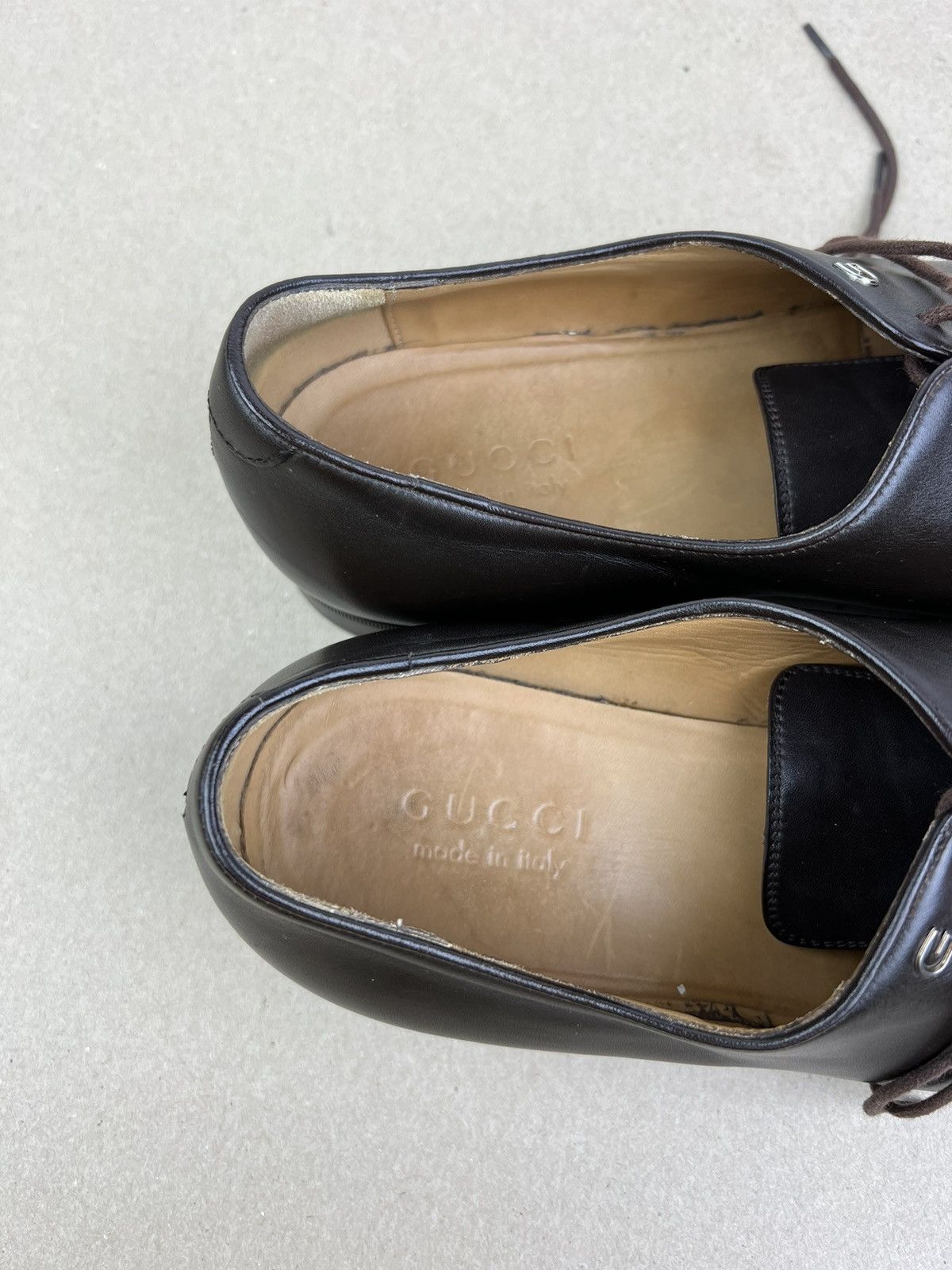 Gucci GUCCI Oxfords Leather Shoes Lace Up GG Metal Logo Brown Mens Size US 8.5 / EU 41-42 - 18 Thumbnail