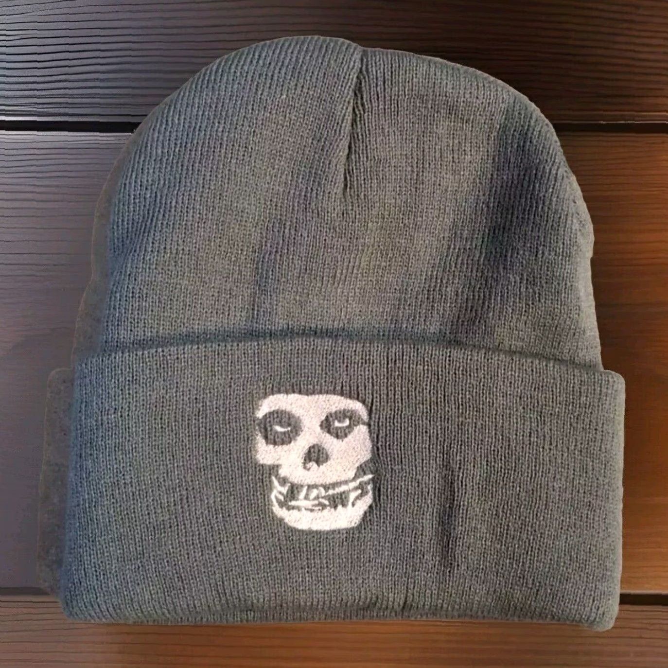 Vintage MISFITS Beanie Gray Knit Unisex Adults One Size warm Thermal Logo Size ONE SIZE - 2 Thumbnail