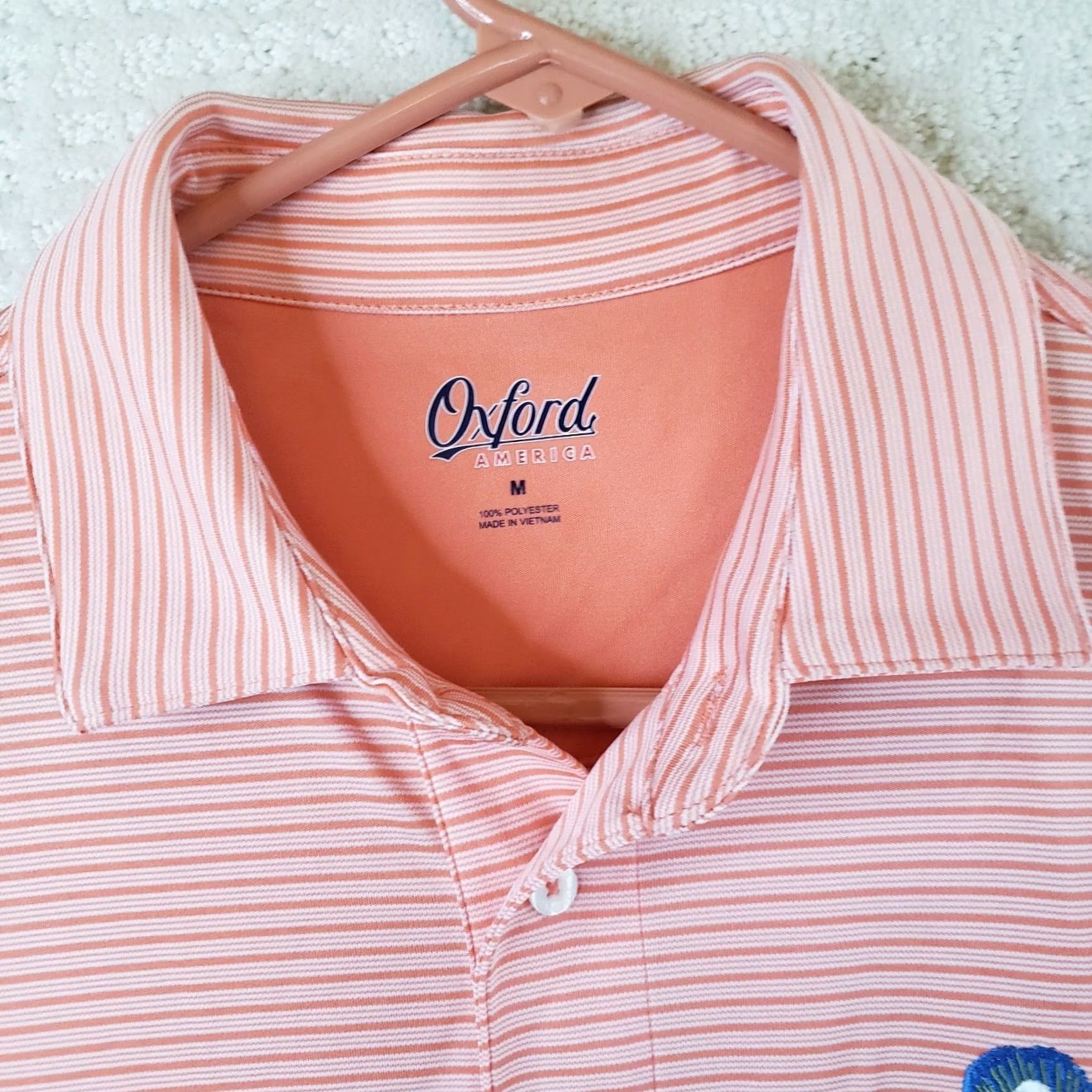 Vintage Oxford Golf Shirt Mens M Orange Short Sleeve Polo White Stripes Men Callawassie Size US M / EU 48-50 / 2 - 4 Thumbnail