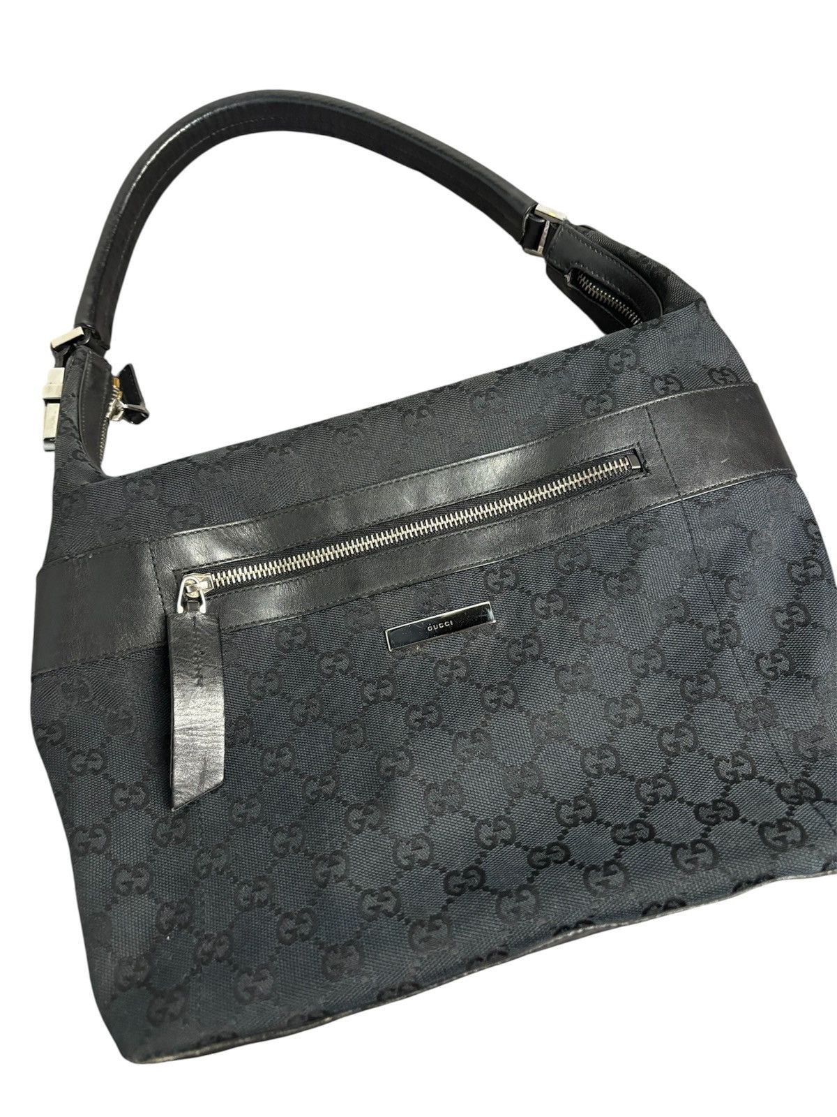 Gucci Gucci Vintage GG Canvas Small Black Shoulder Bag Luxury Size ONE SIZE - 2 Thumbnail