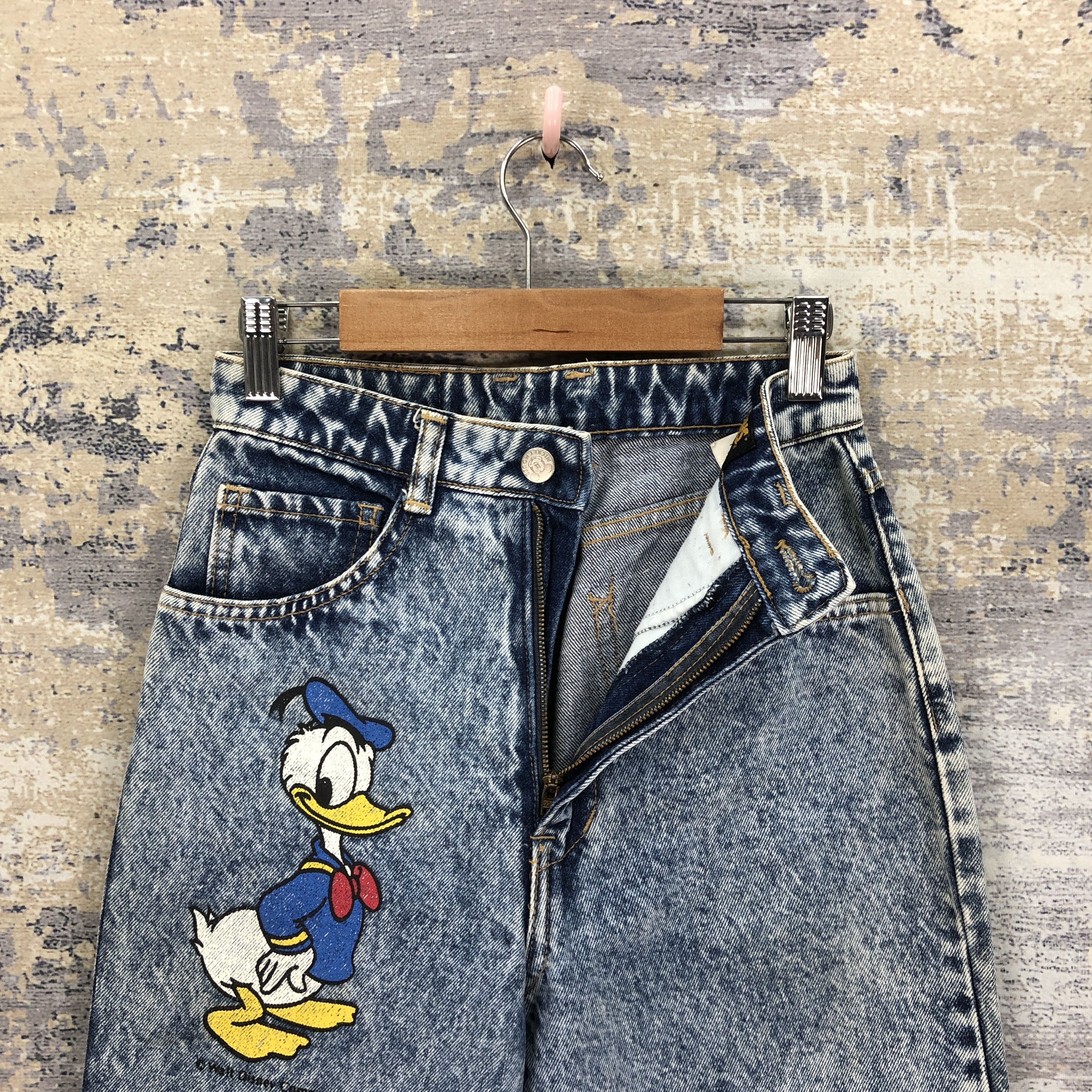 Disney Vintage 90s Donald Duck Jeans Acid Wash Disney Denim Pants Size 22" - 5 Thumbnail