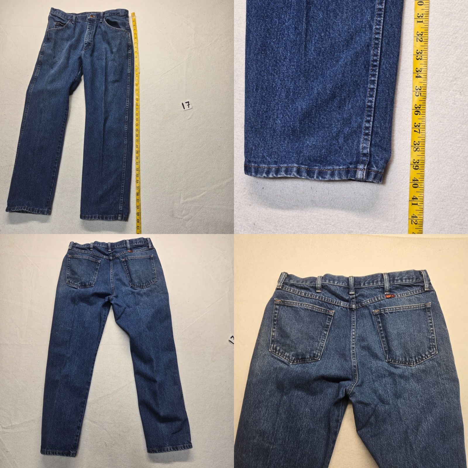 Vintage Rustler Jeans - Denim Regular Fit Zip Up Straight Leg 36x30 Kid/Adult? Actually Adult Men's Regular - Blue 36 x 30 - Cowboy Western Pants Size US 36 / EU 52 - 8 Thumbnail