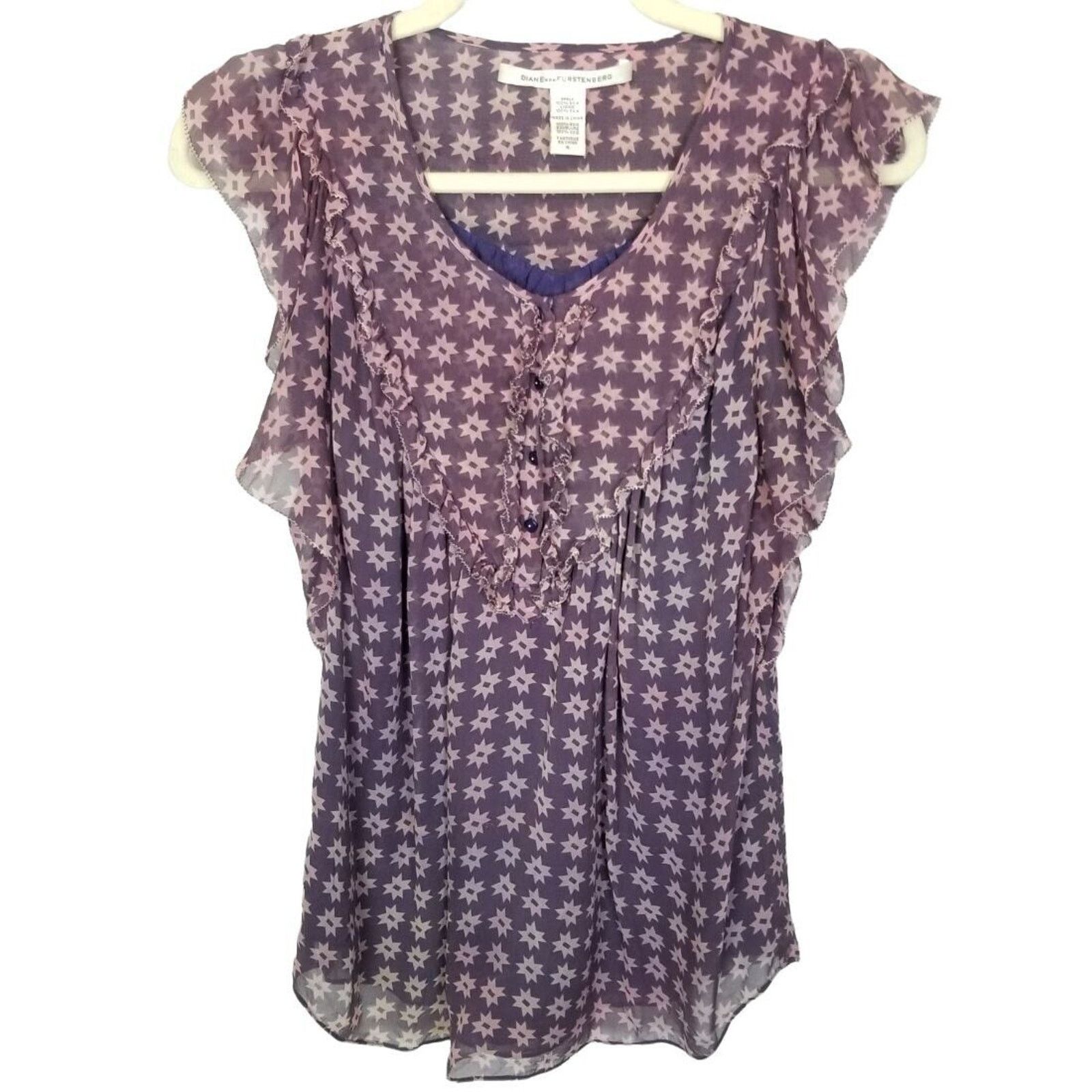 Diane von Furstenberg DVF Diane Von Furstenberg Celestial Silk Blouse Whimsigoth Size S / US 4 / IT 40 - 1 Thumbnail