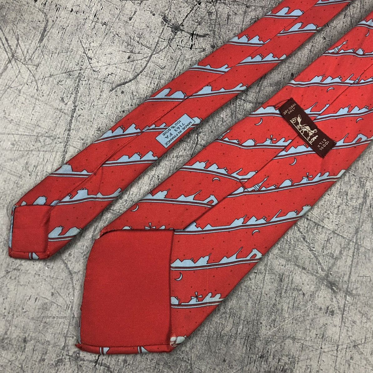 Hermes Hermes Distressed Paris Night Skyline Tie Size ONE SIZE - 2 Thumbnail