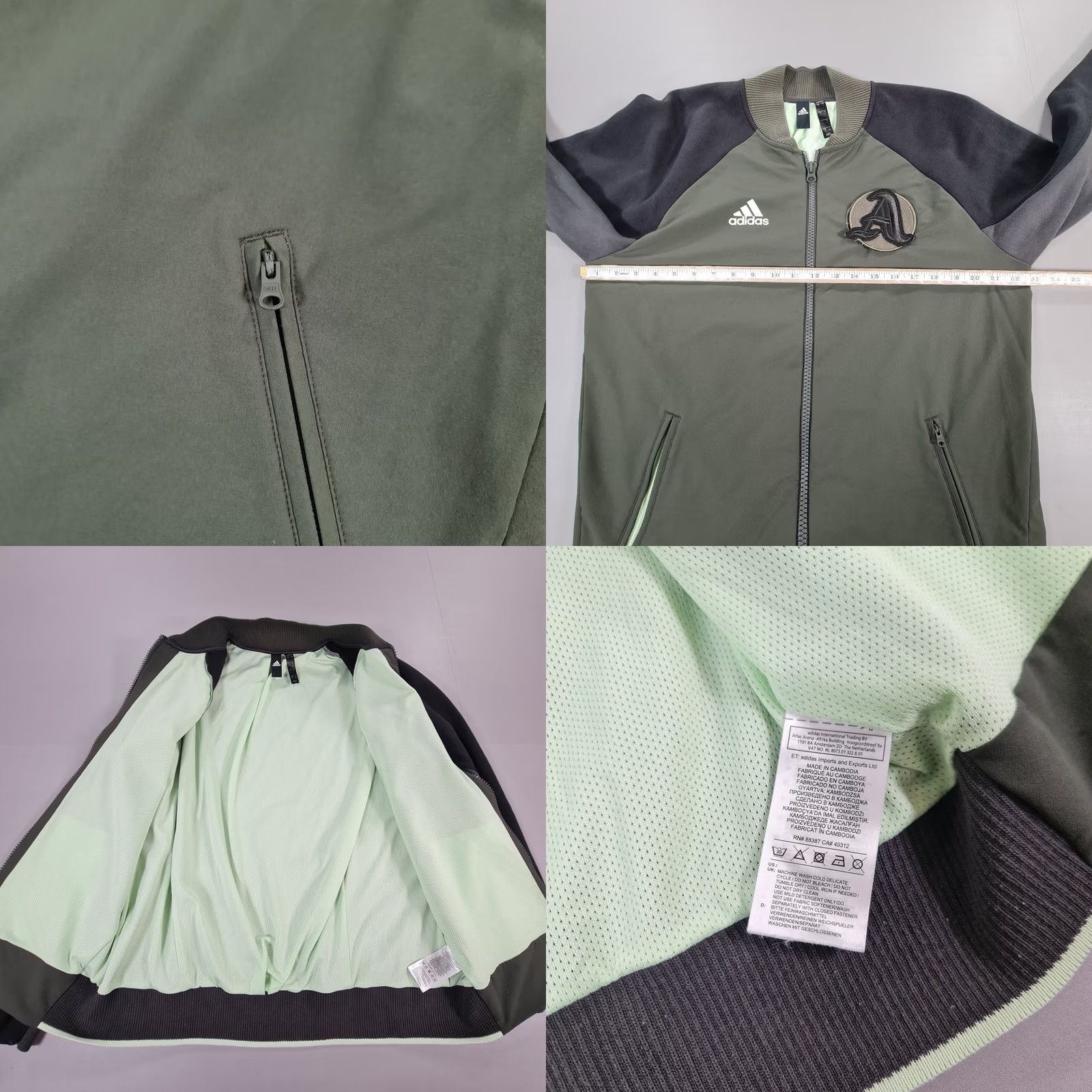 Adidas Adidas Mens Jacket Green Large New York Tennis Bomber Full Zip DX4326 Size US L / EU 52-54 / 3 - 8 Thumbnail