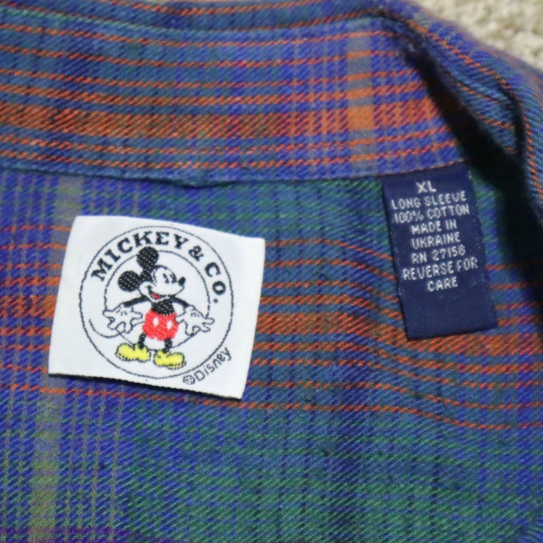 Disney Disney Mickey Mouse Blue Plaid Shirt Short Sleeve Men XL Button-Front with Pockets Size US XL / EU 56 / 4 - 3 Thumbnail