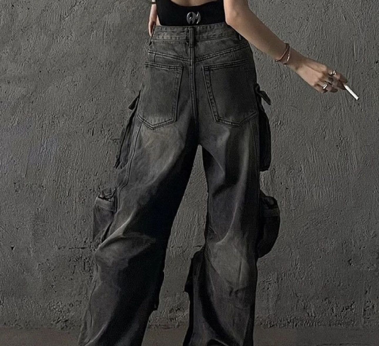Japanese Brand × Leather Baggy cyber punk denim pant Size US 32 / EU 48 - 3 Thumbnail