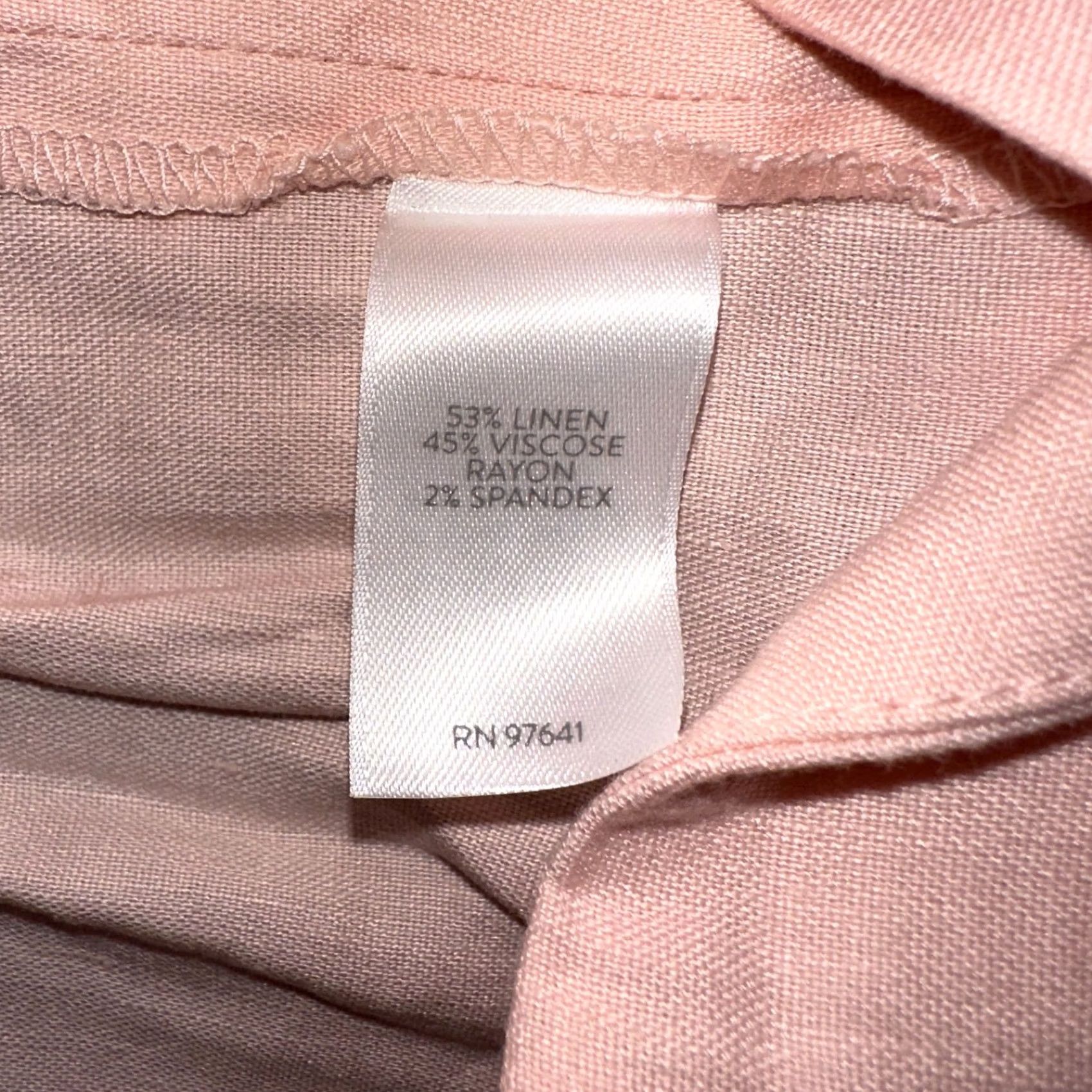 J. Jill J. Jill Pants Womens XS Petite Linen Stretch Pale Peach Split Hem Pull On Elastic Size 26" / US 2 / IT 38 - 5 Thumbnail