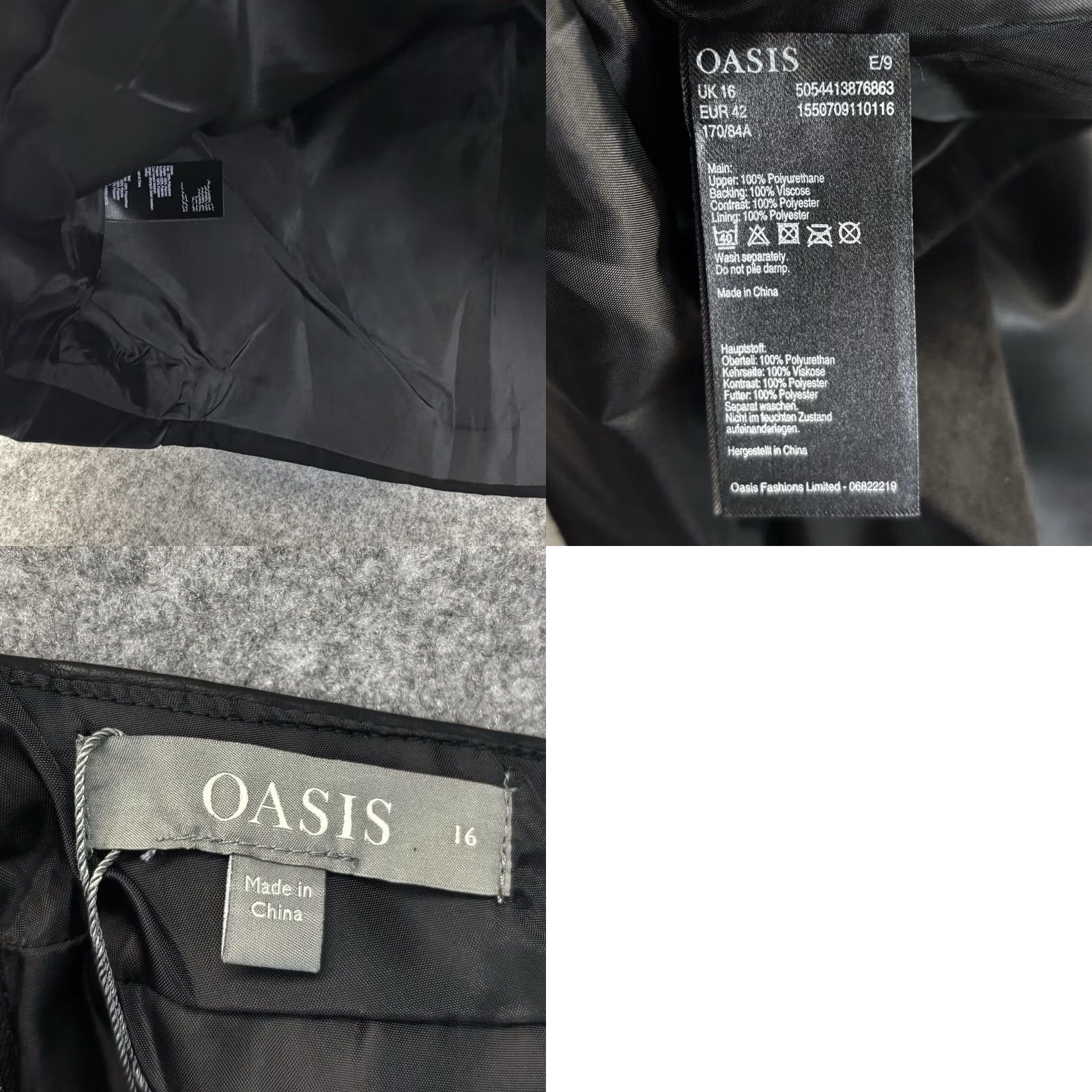 Vintage Oasis Mini Skirt UK16 Black Faux Leather Fabric Panel Contrast New With Defects Skirt Womens UK16 Black Faux Leather Panel Contrast Size 38" / US 16 / IT 52 - 8 Thumbnail