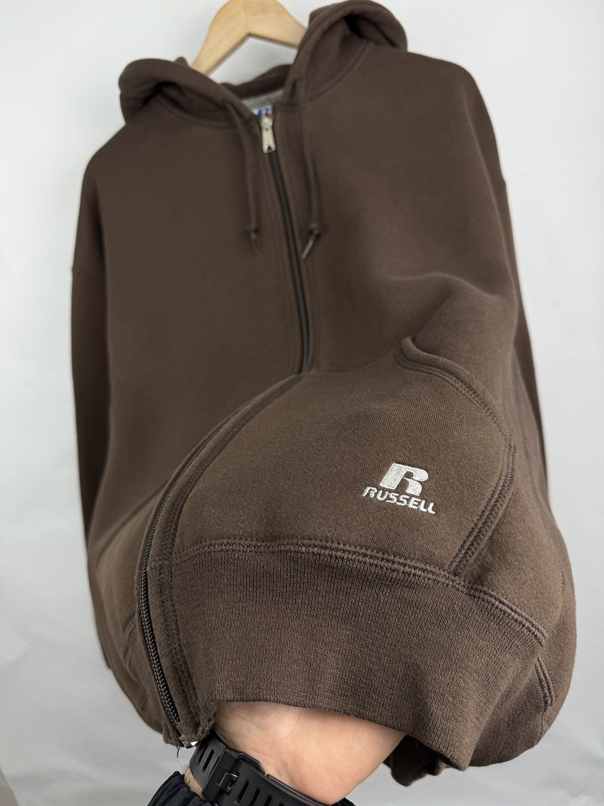 Russell Athletic 🇺🇸 Vintage 90s Russell Athletic Brown Hoodie Rare Retro Size US L / EU 52-54 / 3 - 3 Thumbnail