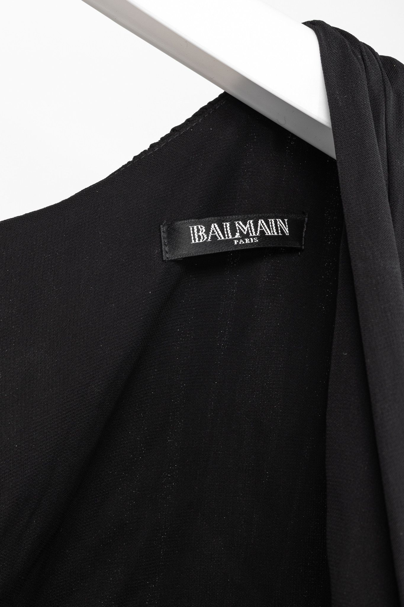 Balmain Balmain R16 Black Viscose Ruched Stretch Jersey Gown Size L / US 10 / IT 46 - 4 Thumbnail