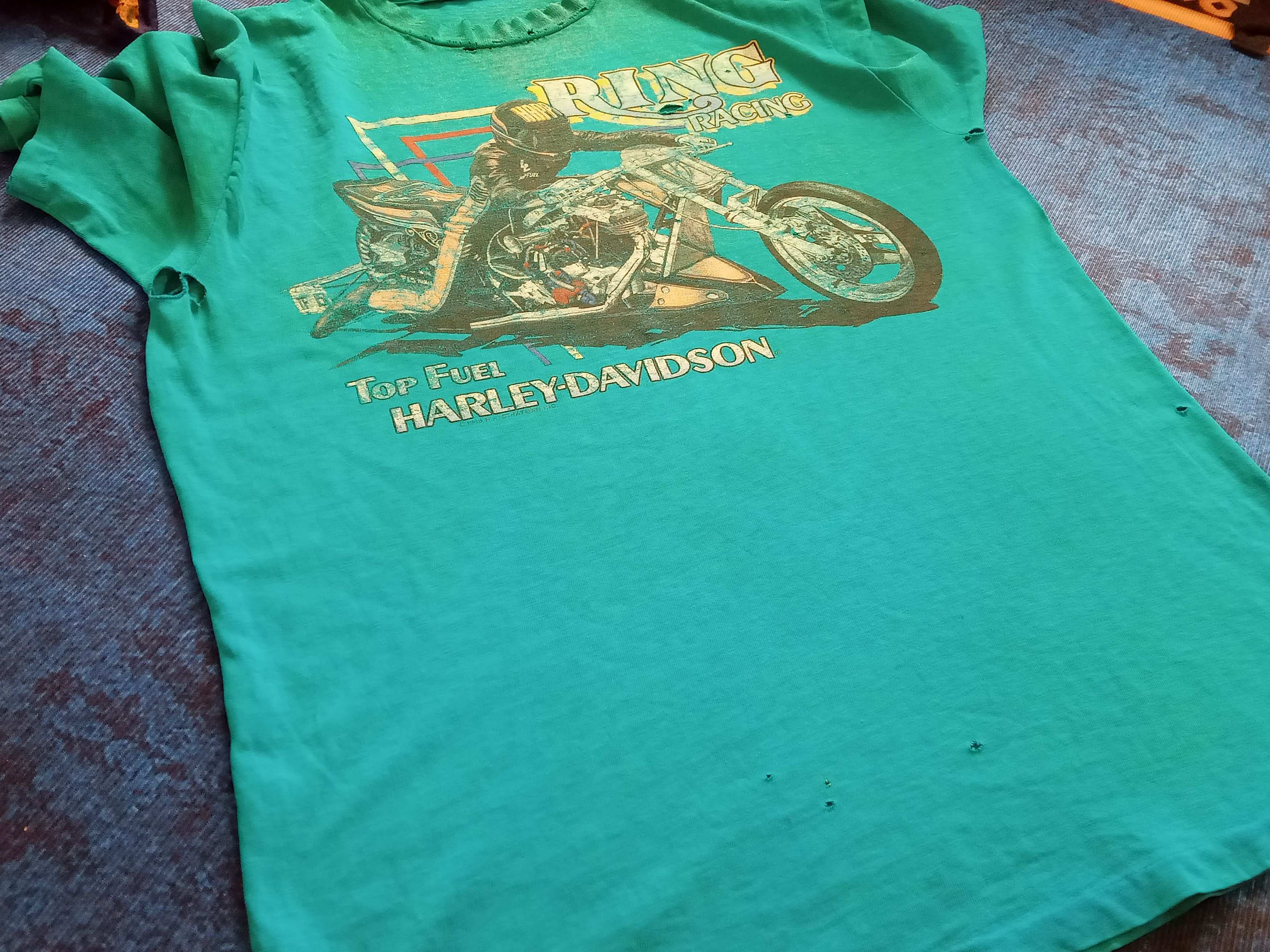 Harley Davidson Harley Davidson Ring Racing Distressed Vintage 1989 T Shirt Size US L / EU 52-54 / 3 - 6 Thumbnail