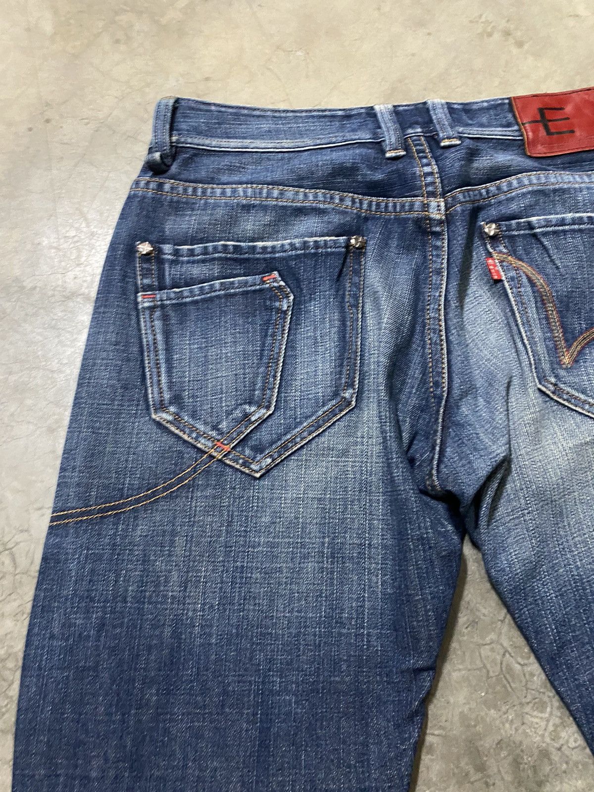 Edwin × Hysteric Glamour × Tornado Mart Baggy Jeans Japanese Edwin Crossbones Distressed Jeans Size US 34 / EU 50 - 4 Thumbnail
