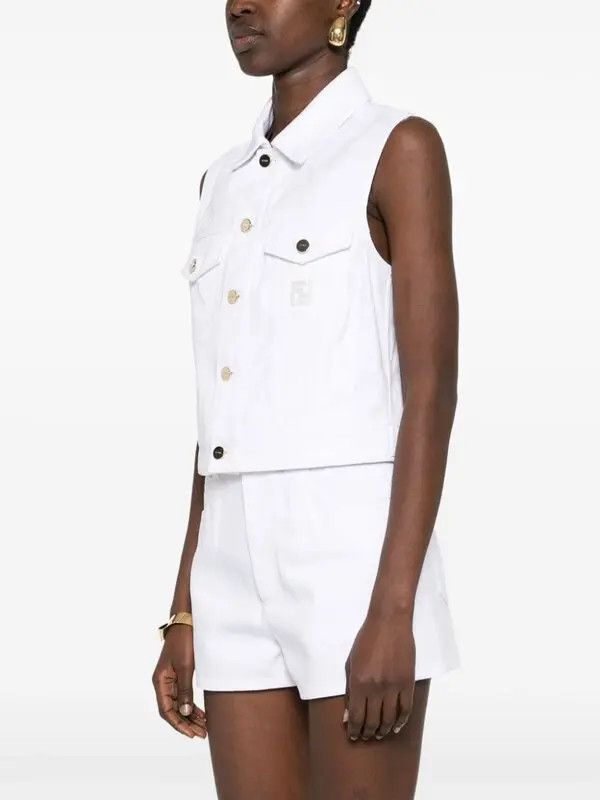 Fendi o1B3y1r0326 Gilet in White Size S / US 4 / IT 40 - 2 Thumbnail