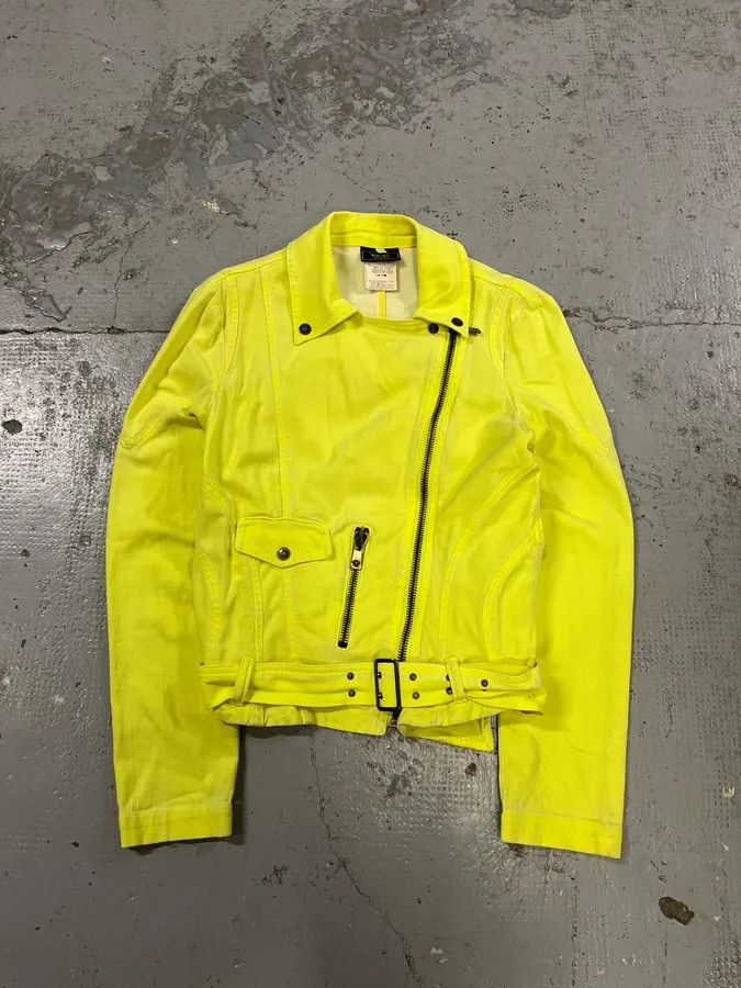 Versace Versace Provocative Yellow Asymmetric Zip Biker Jacket Size S / US 4 / IT 40 - 3 Thumbnail