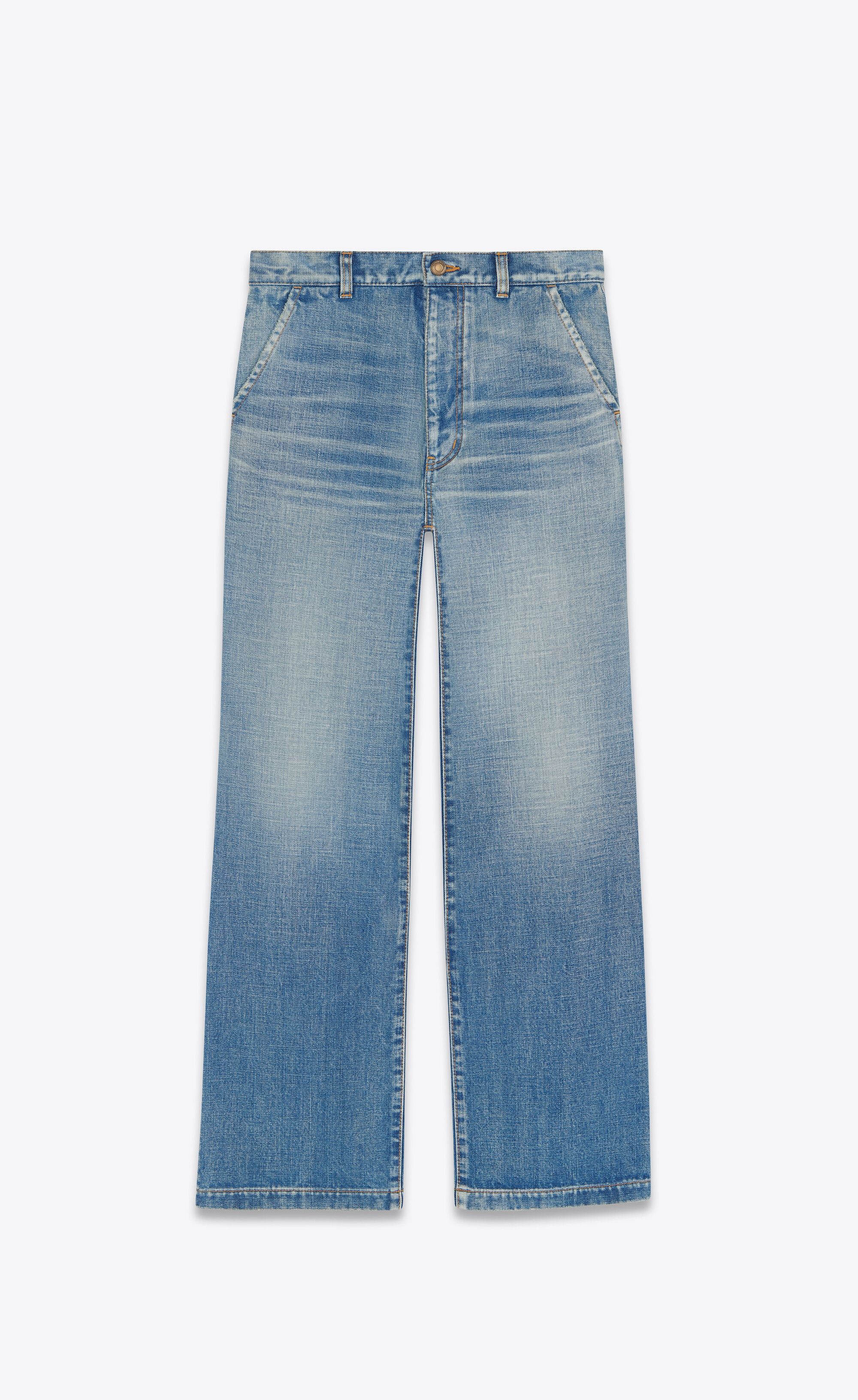 Saint Laurent Paris o1s1wg110624 Serge Jeans in '70s Serge in Blue Size US 31 - 1 Thumbnail