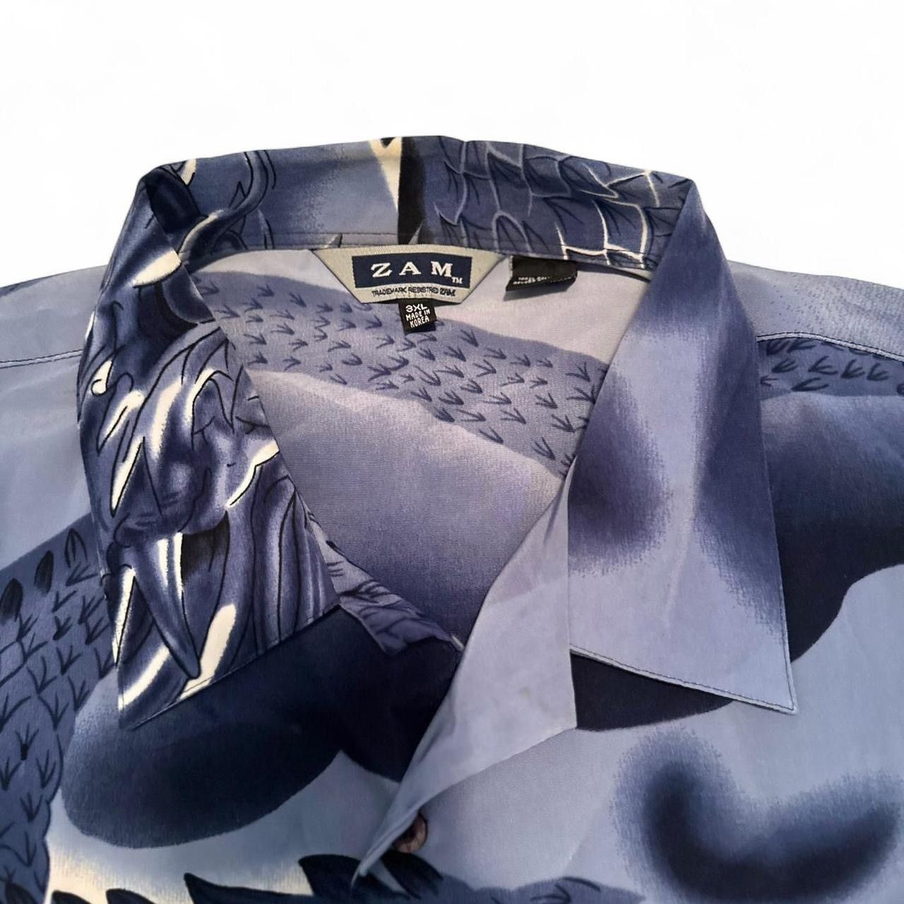 Other ZAM Dragon Print Satin Button-Up Shirt Navy/Black (Size 3XL) Size US XXL / EU 58 / 5 - 3 Thumbnail