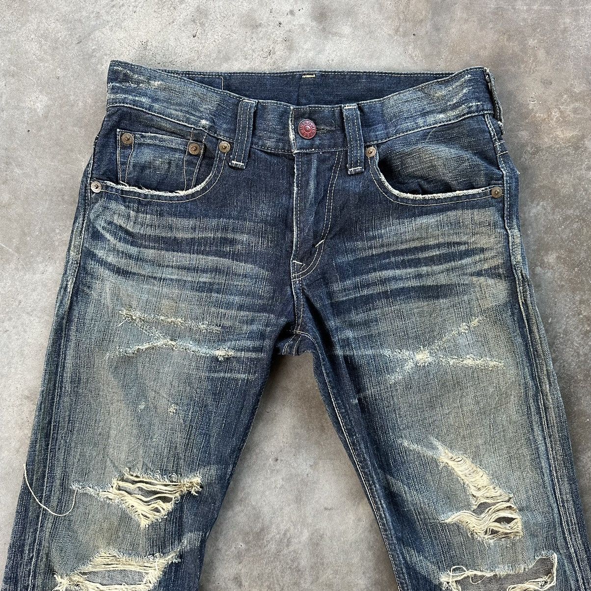 Japanese Brand Vintage Edwin Distressed Rusty Jean Flare Faded Denim Pant Size US 32 / EU 48 - 3 Thumbnail