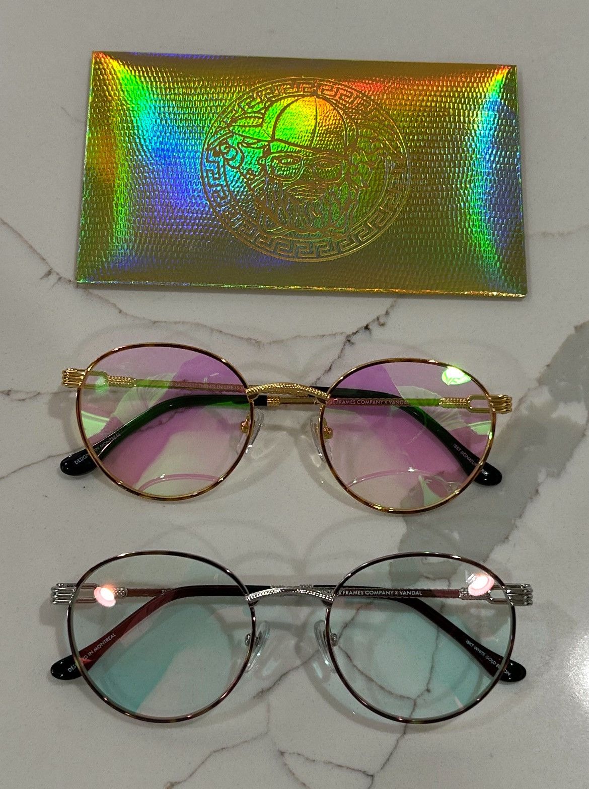 Vintage Frames Company UPSCALE VANDAL X VINTAGE FRAMES YELLOW GOLD & WHITE GOLD SET Size ONE SIZE - 1 Thumbnail