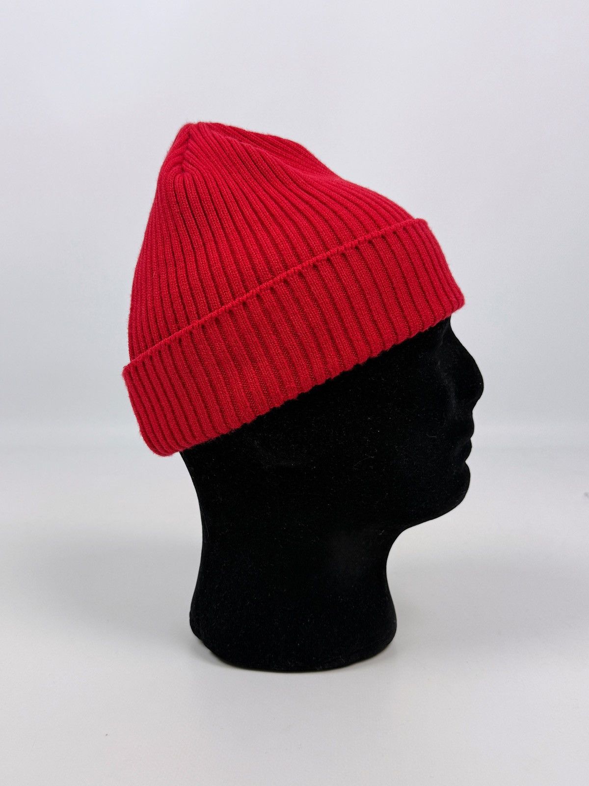 Vintage 1970s Vintage Ergolan Red Rib Knit Fisherman Cuff Beanie Hat Size ONE SIZE - 1 Thumbnail