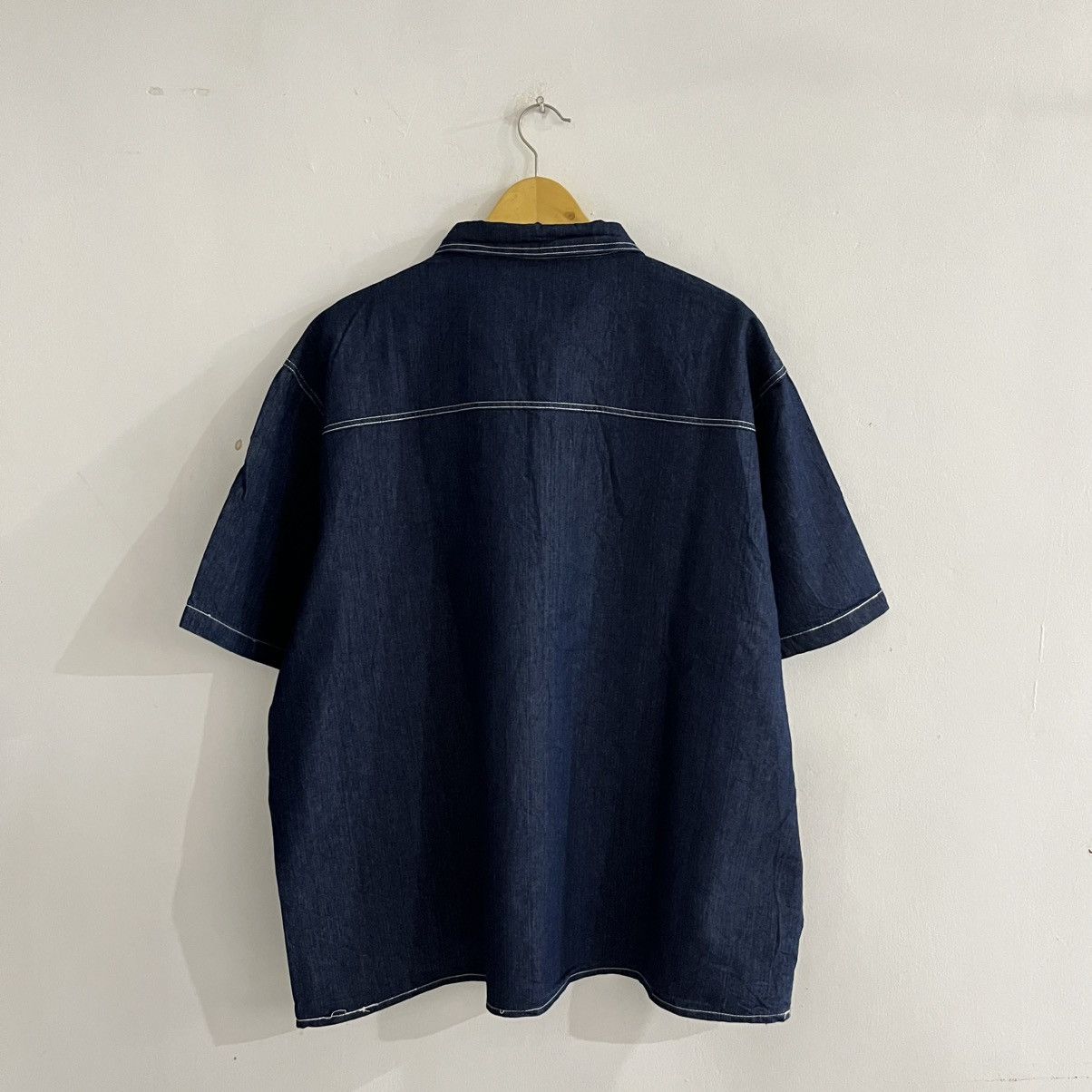 Japanese Brand Okkane - Oversized Contrast Stitch Shirt Size US XXL / EU 58 / 5 - 6 Thumbnail
