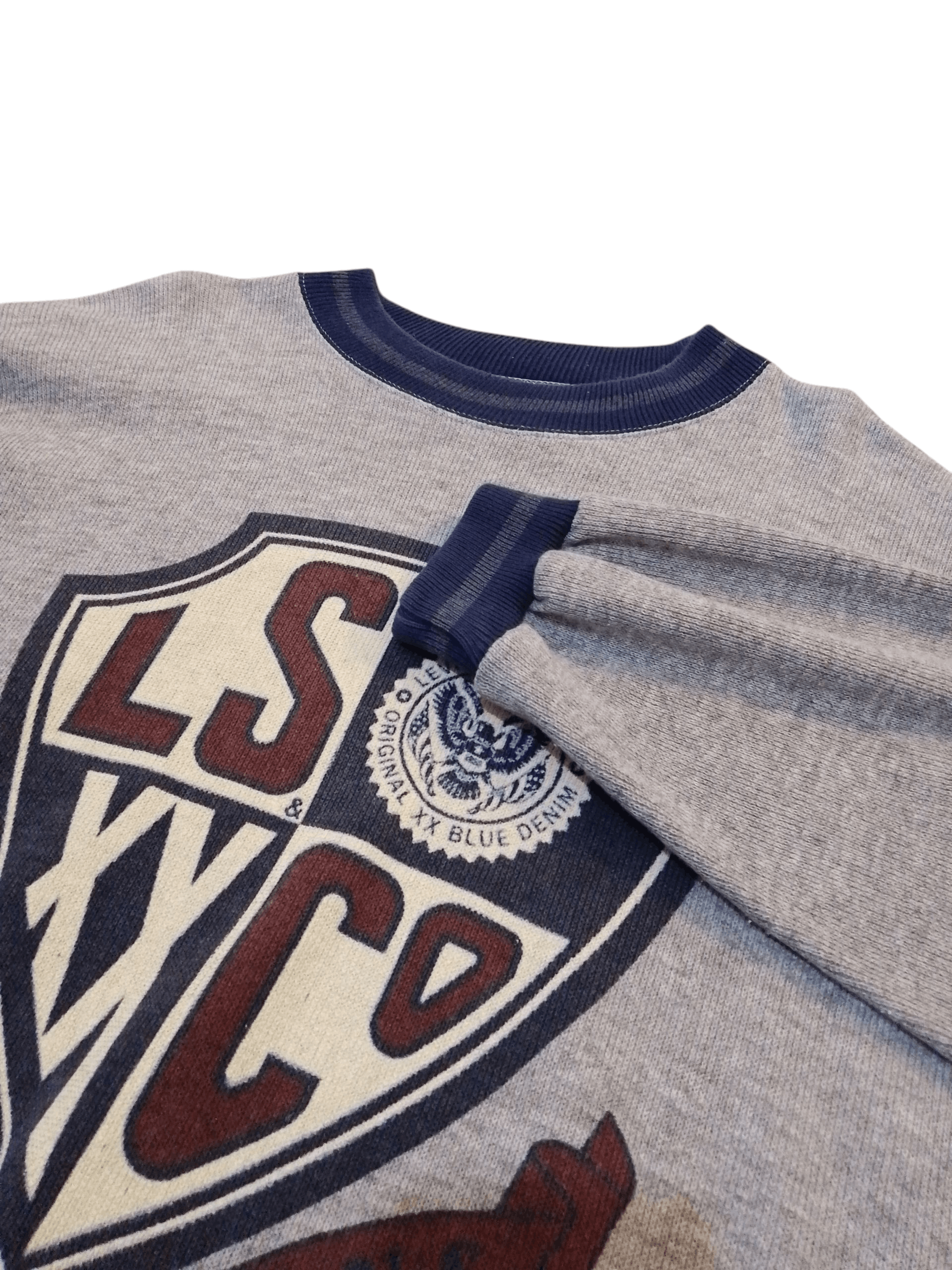 Levi's Vintage Levi’s 1990s Grey Big Logo Acrylic Print Sweater Size US L / EU 52-54 / 3 - 6 Thumbnail