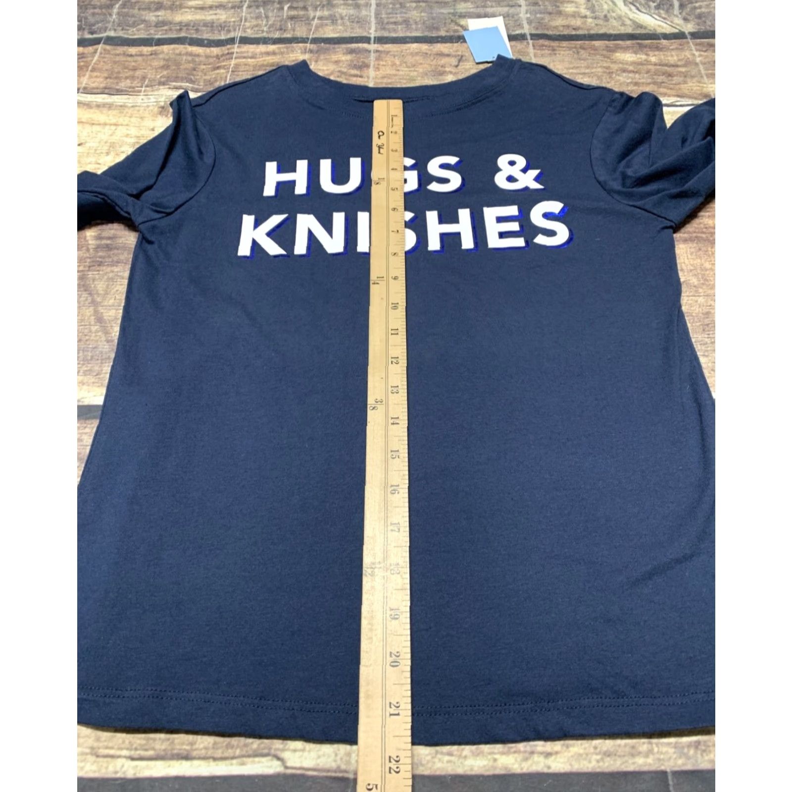 Vintage Zoe + Liv T-Shirt Small Long Sleeve Blue White Hugs & Knishes NEW Women Casual Pullover Round Neck Cotton Blend Knit Regular Size S / US 4 / IT 40 - 6 Thumbnail