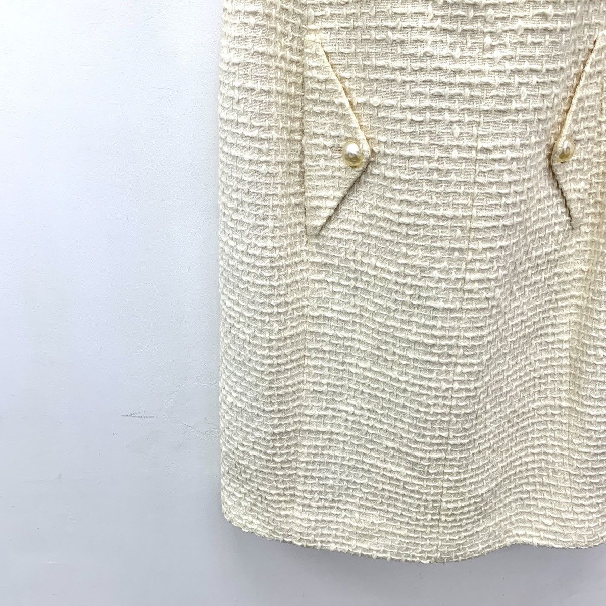 Chanel Chanel Pale Yellow Halter Pearl Cotton Strapless Dress K26WX Size S / US 4 / IT 40 - 4 Thumbnail