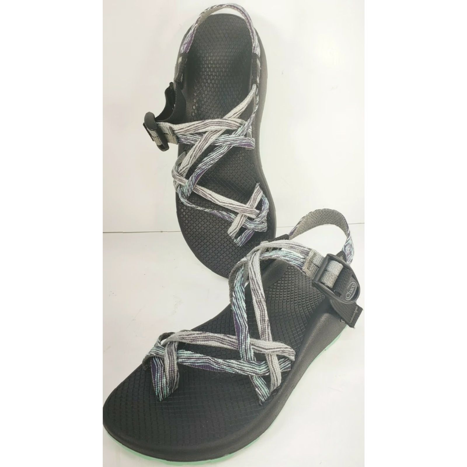 Chaco Chaco ZX2 Women's Sandal Strappy Gray Blue Purple 8 Vibram Sole Toe Loop Size US 8 / IT 38 - 3 Thumbnail
