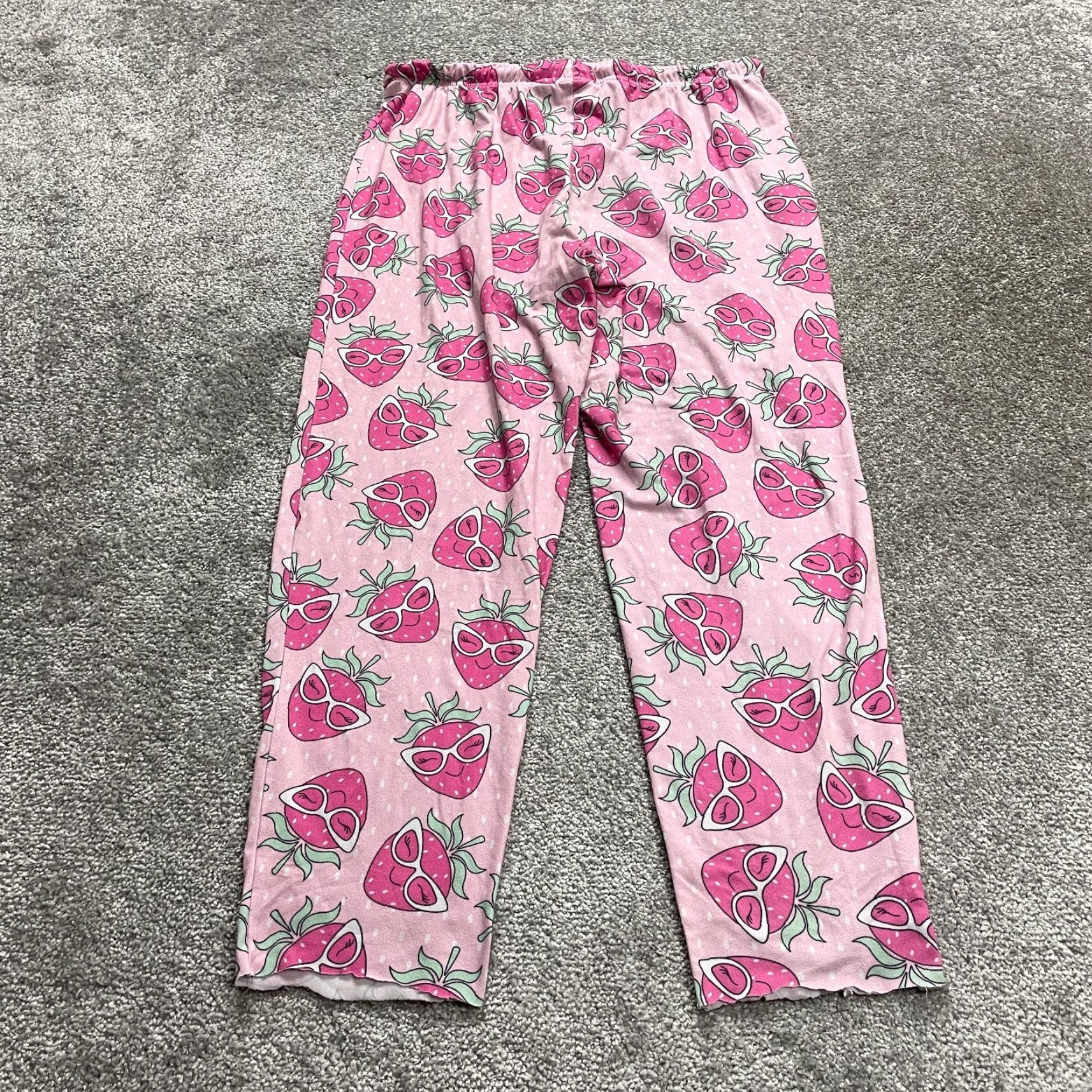 Vintage Briefly Stated Pajama Pants Women Medium Pink Strawberry Elastic Waist Sleep Shorts? Size 32" / US 10 / IT 46 - 2 Thumbnail