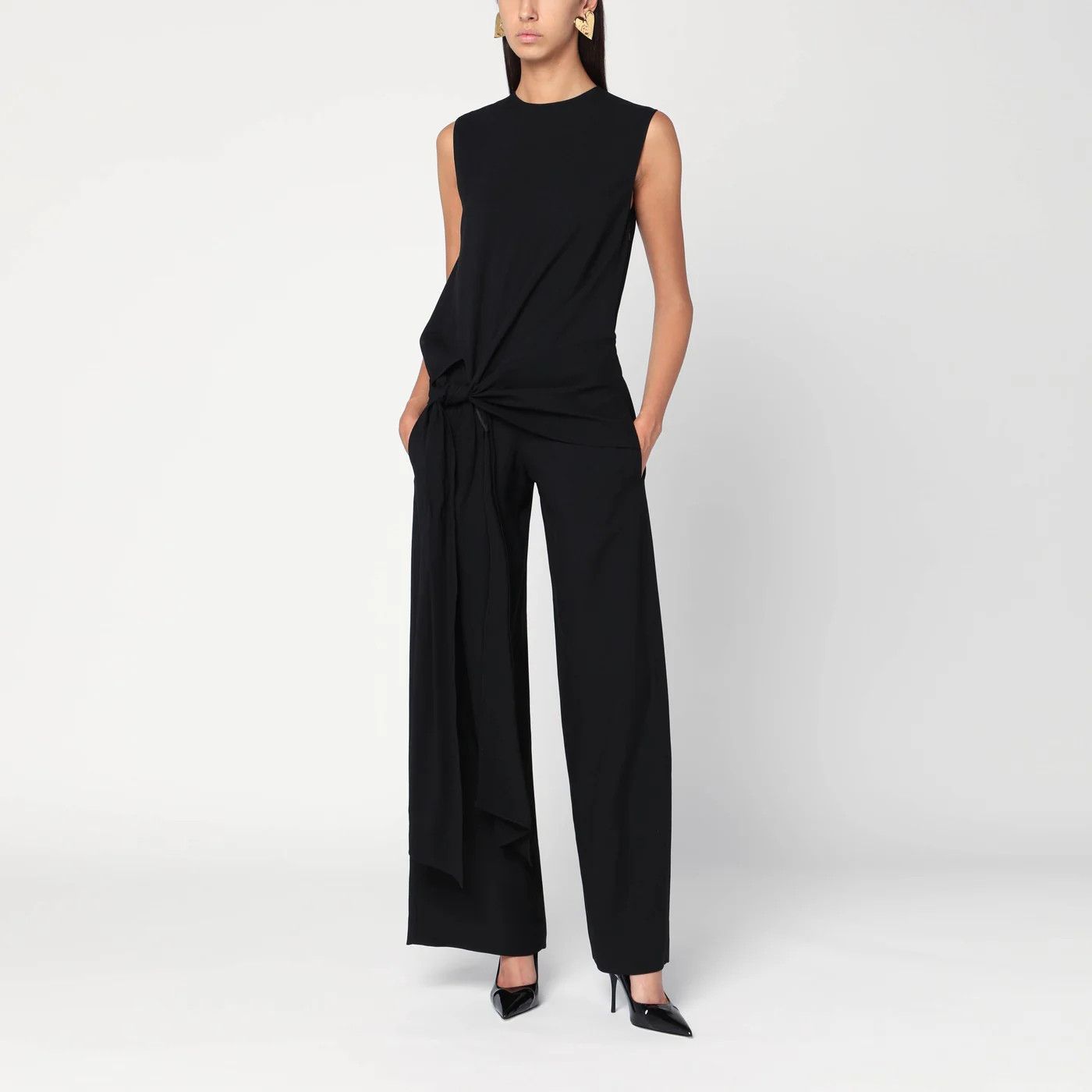 Alaia o1d2blof0426 Full Jumpsuit With Belt in Black Size 38" / US 16 / IT 52 - 1 Thumbnail
