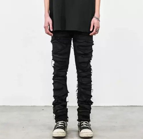 Jean Skinny Denim Jeans Heavy Destruction Ripped Size US 32 / EU 48 - 4 Thumbnail