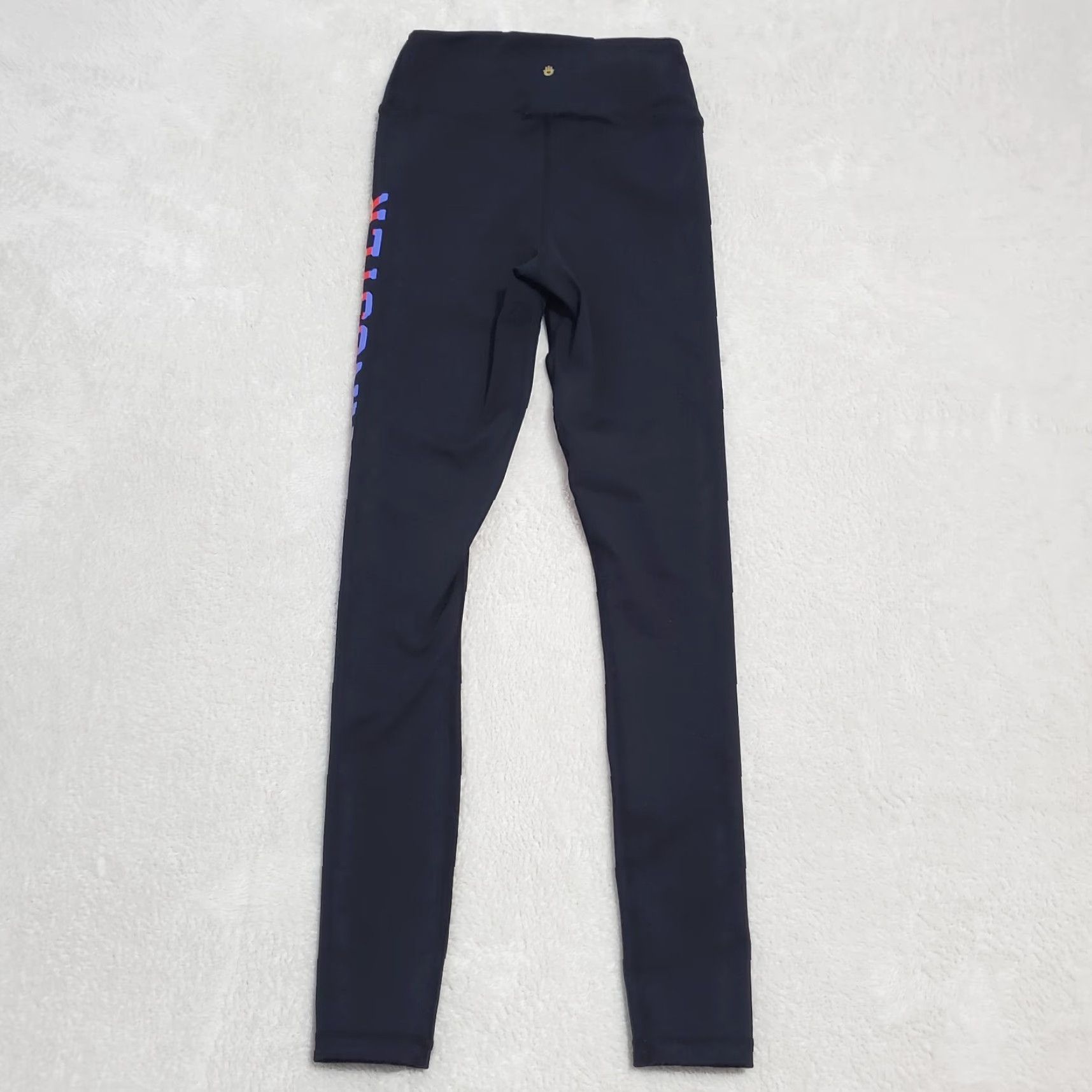 Spiritual Gangster Spiritual Gangster Leggings Women XS Black Rainbow Spellout High Waist Silk? Size 42" / US 20 - 2 Thumbnail