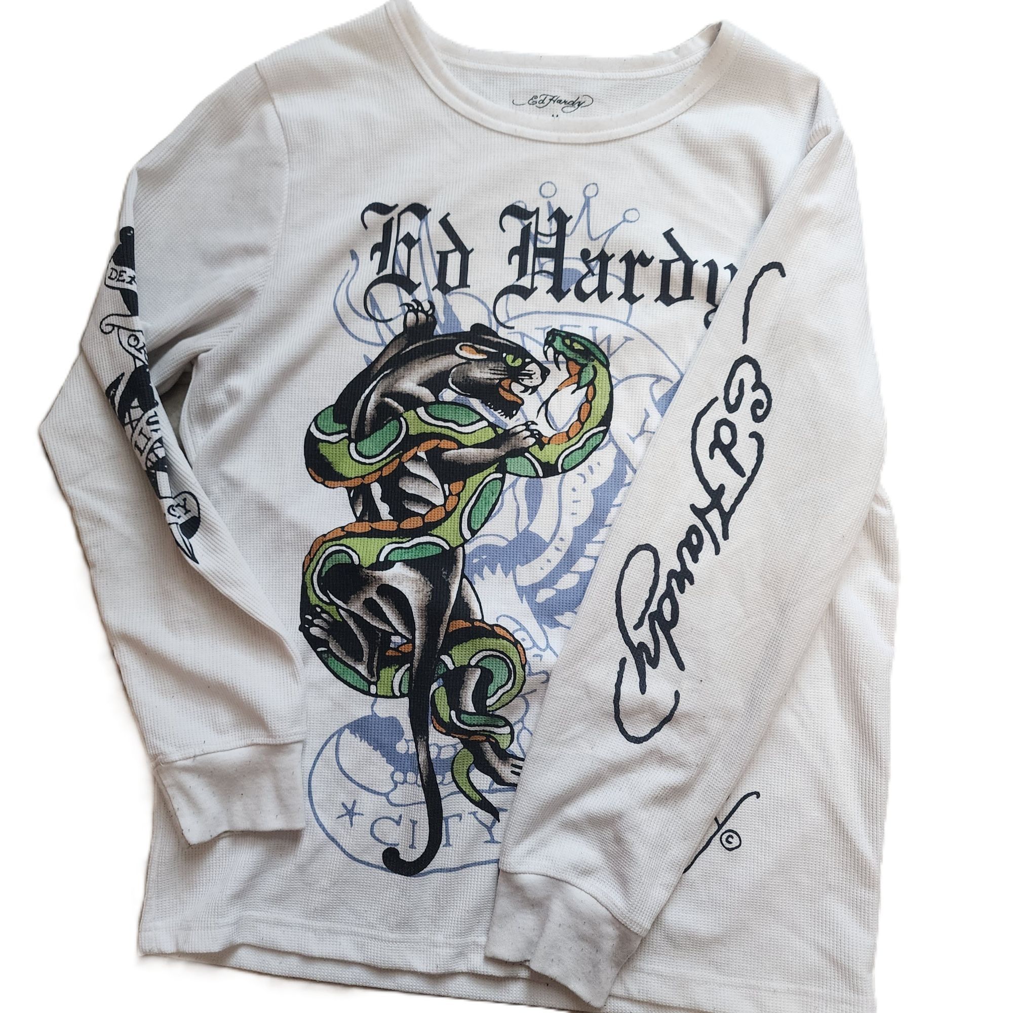 Ed Hardy Ed Hardy White Long Sleeve Thermal Graphic t-shirt Size US M / EU 48-50 / 2 - 7 Thumbnail