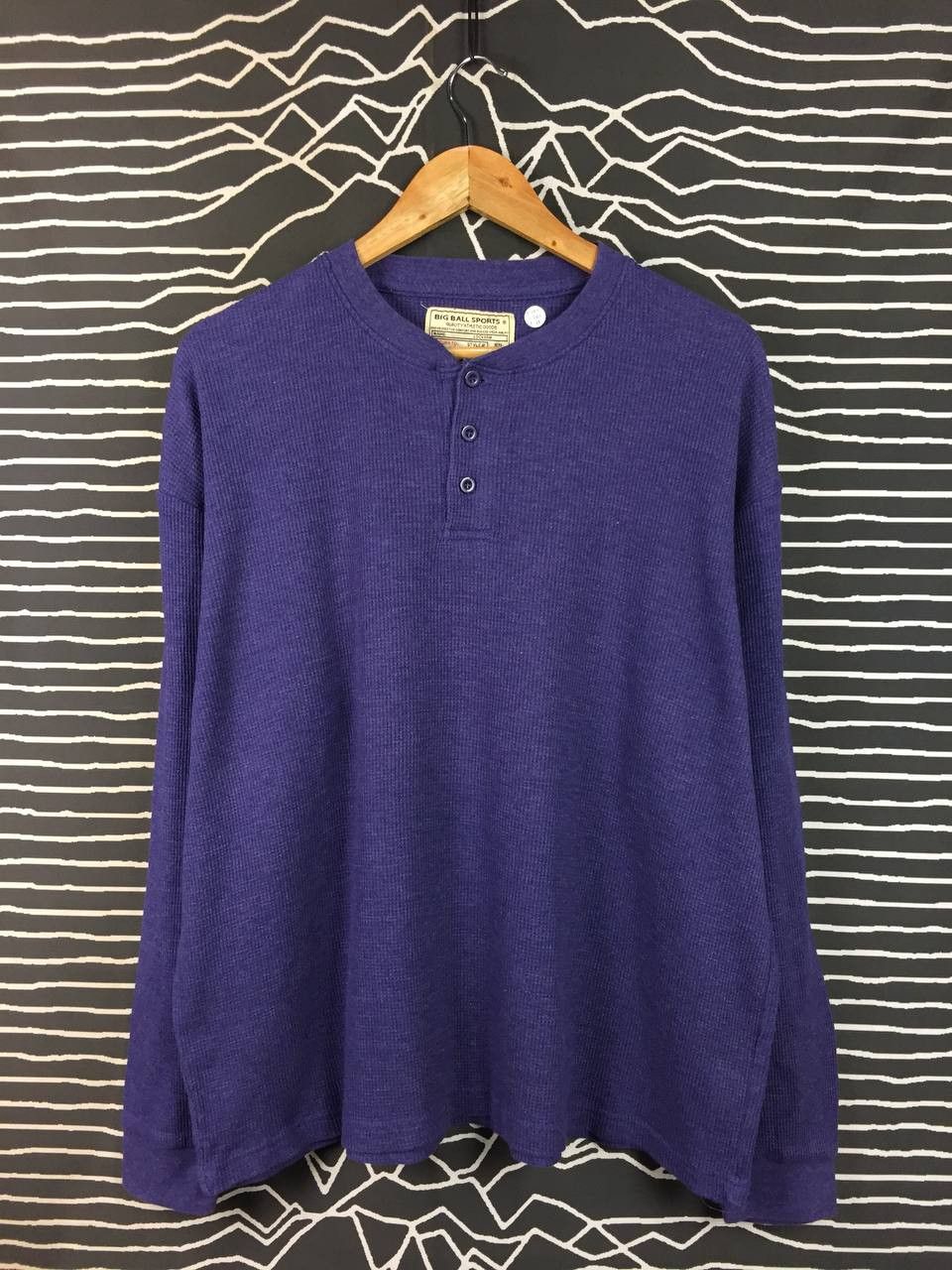 Vintage Vtg Big Ball Sports Waffle Knit Thermal Henley Tee Size US XL / EU 56 / 4 - 1 Thumbnail