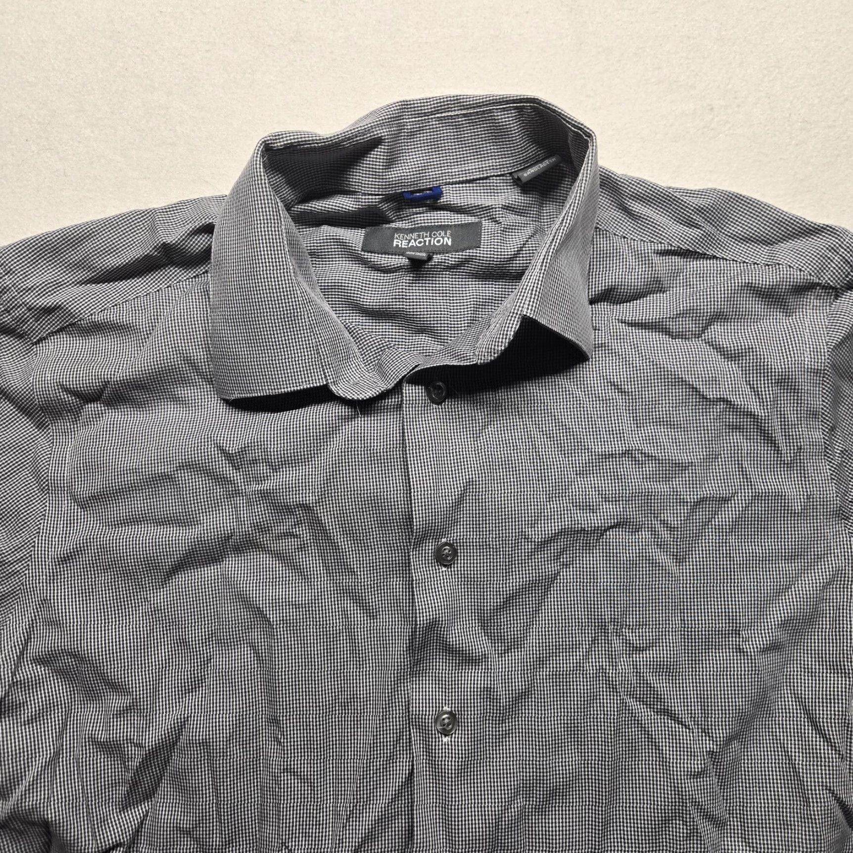 Kenneth Cole VINTAGE Kenneth Cole Reaction Men's Button Front Shirt Long Sleeve Check Gray 80s Casual Business Large Size US L / EU 52-54 / 3 - 2 Thumbnail