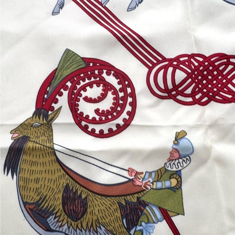 Hermes Hermes silk scarf red/blue colorway/whimsical sleds horses Size ONE SIZE - 7 Thumbnail