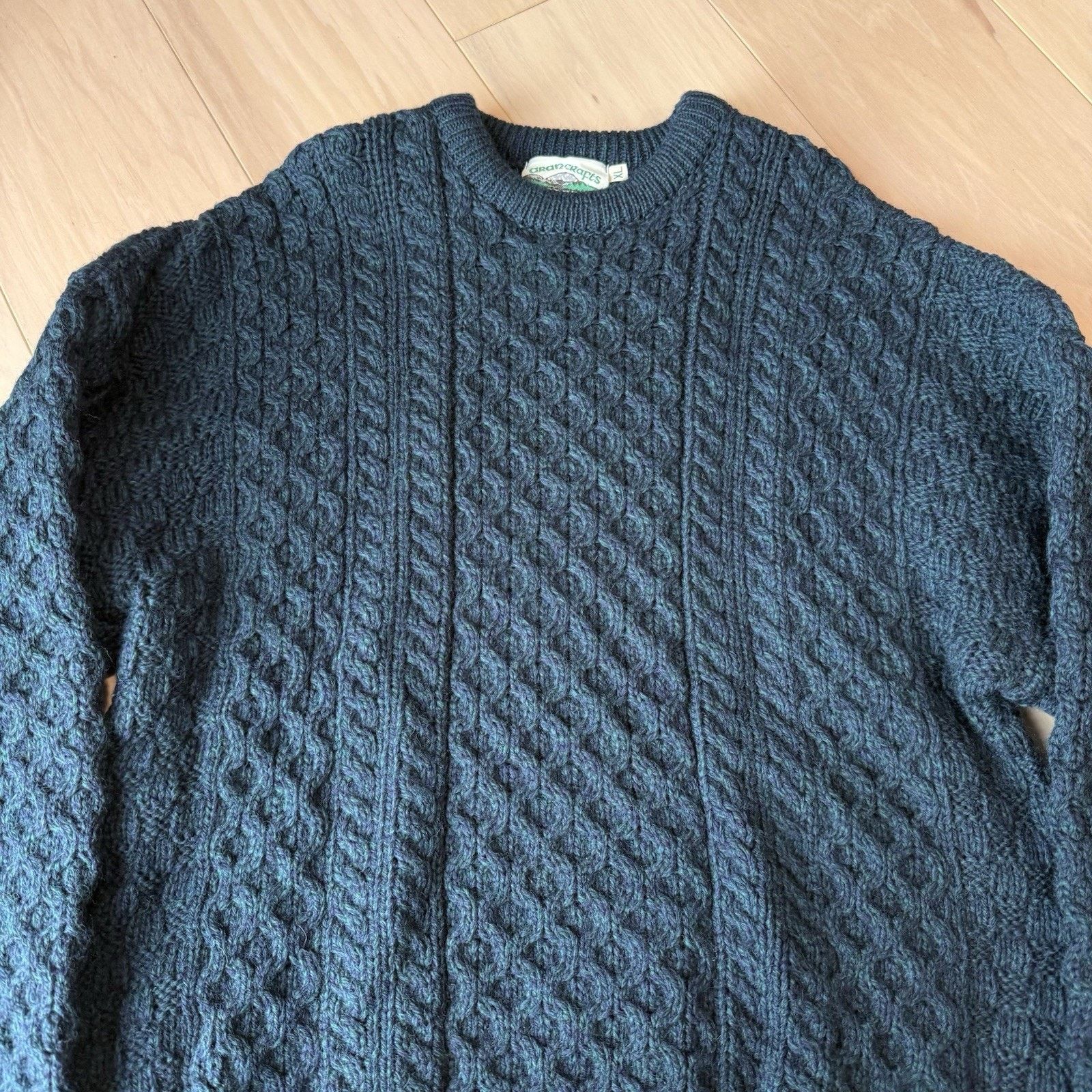 Aran Crafts × Vintage Aran Crafts Cable Knit Sweater Green Wool Ireland Fisherman Size US XL / EU 56 / 4 - 3 Thumbnail