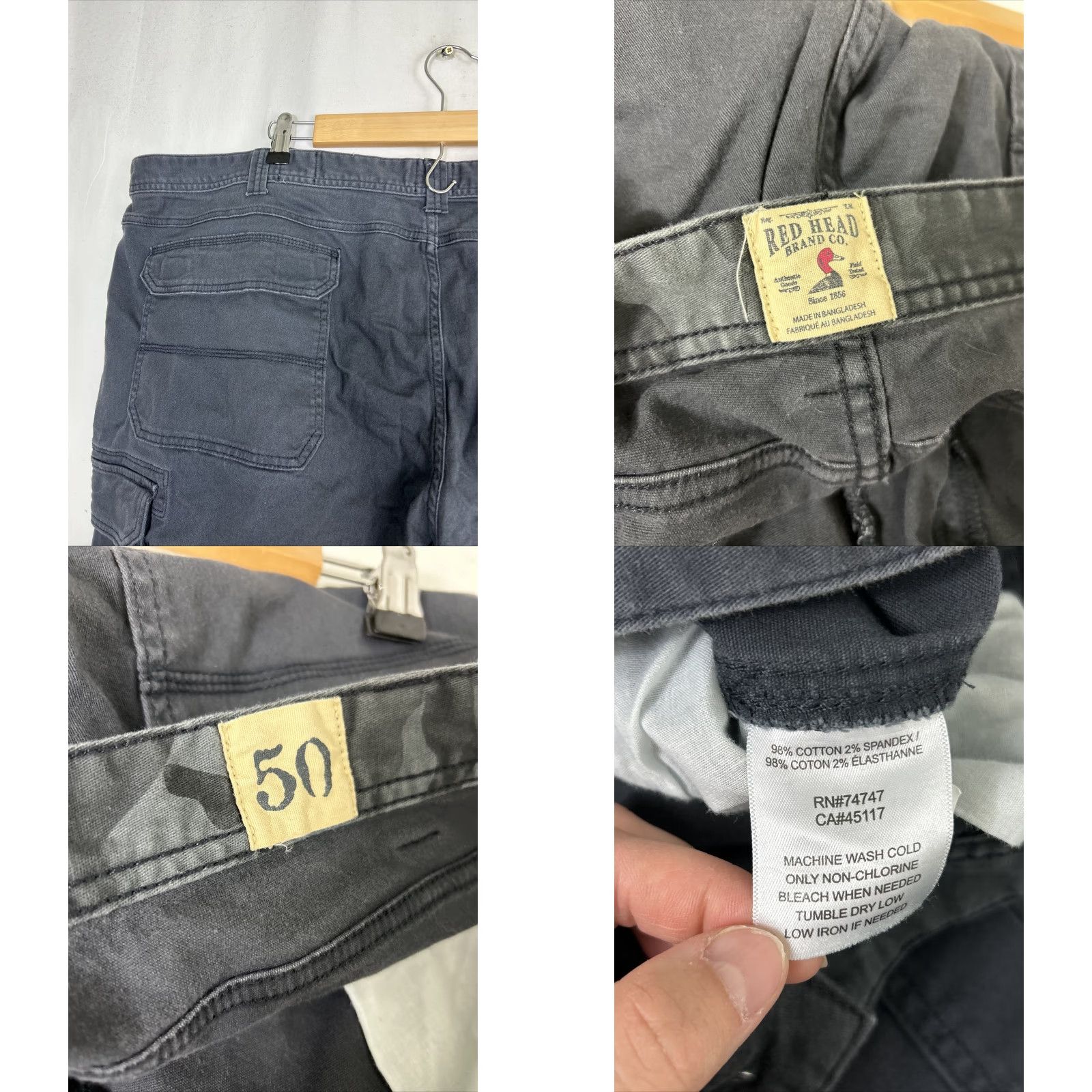 Vintage Red Head Mens 50 Navy Blue Cargo Shorts Cotton Outdoor Big & Tall 50x9 Men Size US 34 / EU 50 - 9 Thumbnail