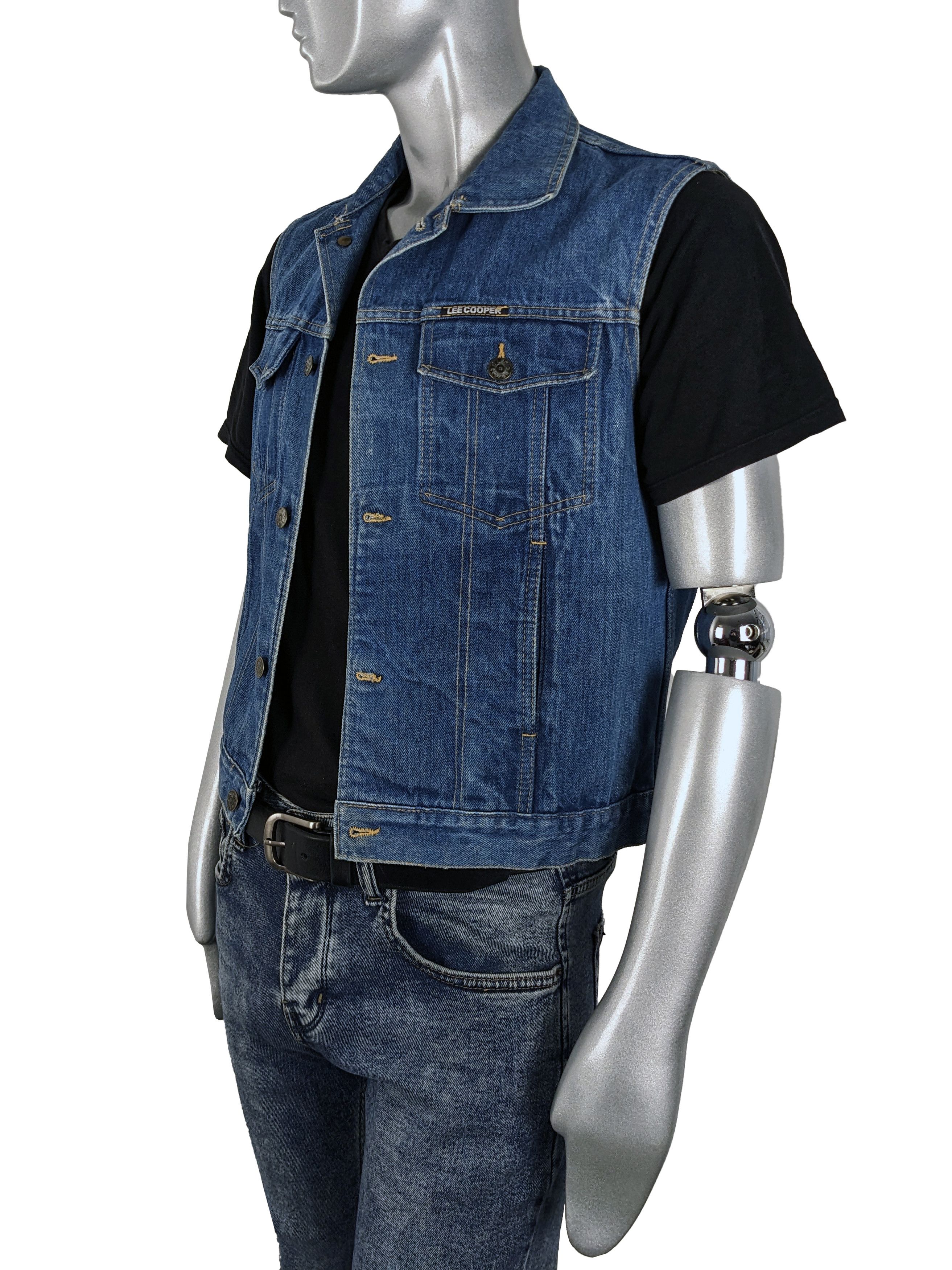 Lee Y2K Lee Cooper Custom Hand Painted Blue Denim Vest Size US M / EU 48-50 / 2 - 4 Thumbnail