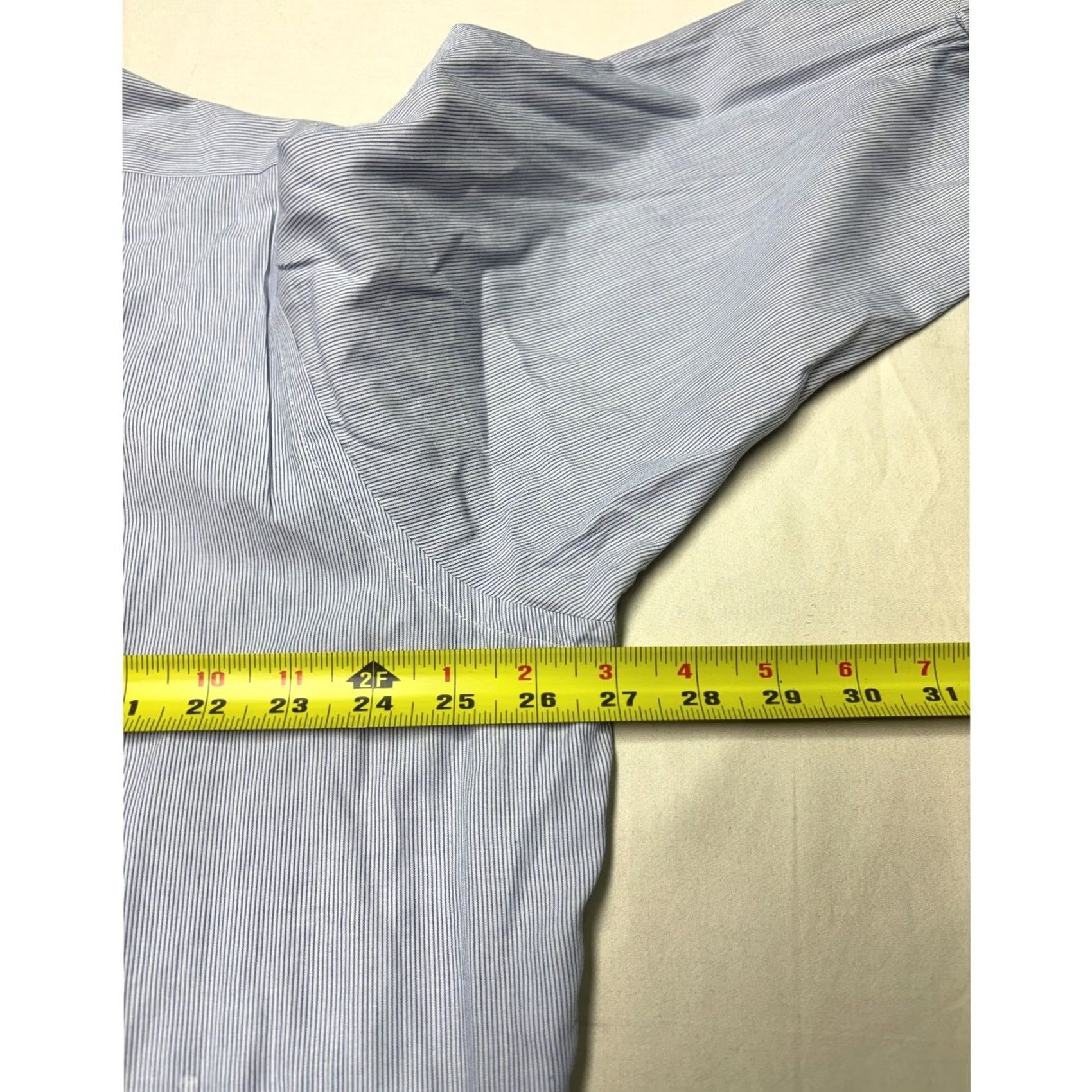Brooks Brothers Brooks Brothers Makers Dress Shirt Blue White Striped 100% Cotton 17 Pit to Pit 26" Long Sleeve Mens Size 46R - 7 Thumbnail