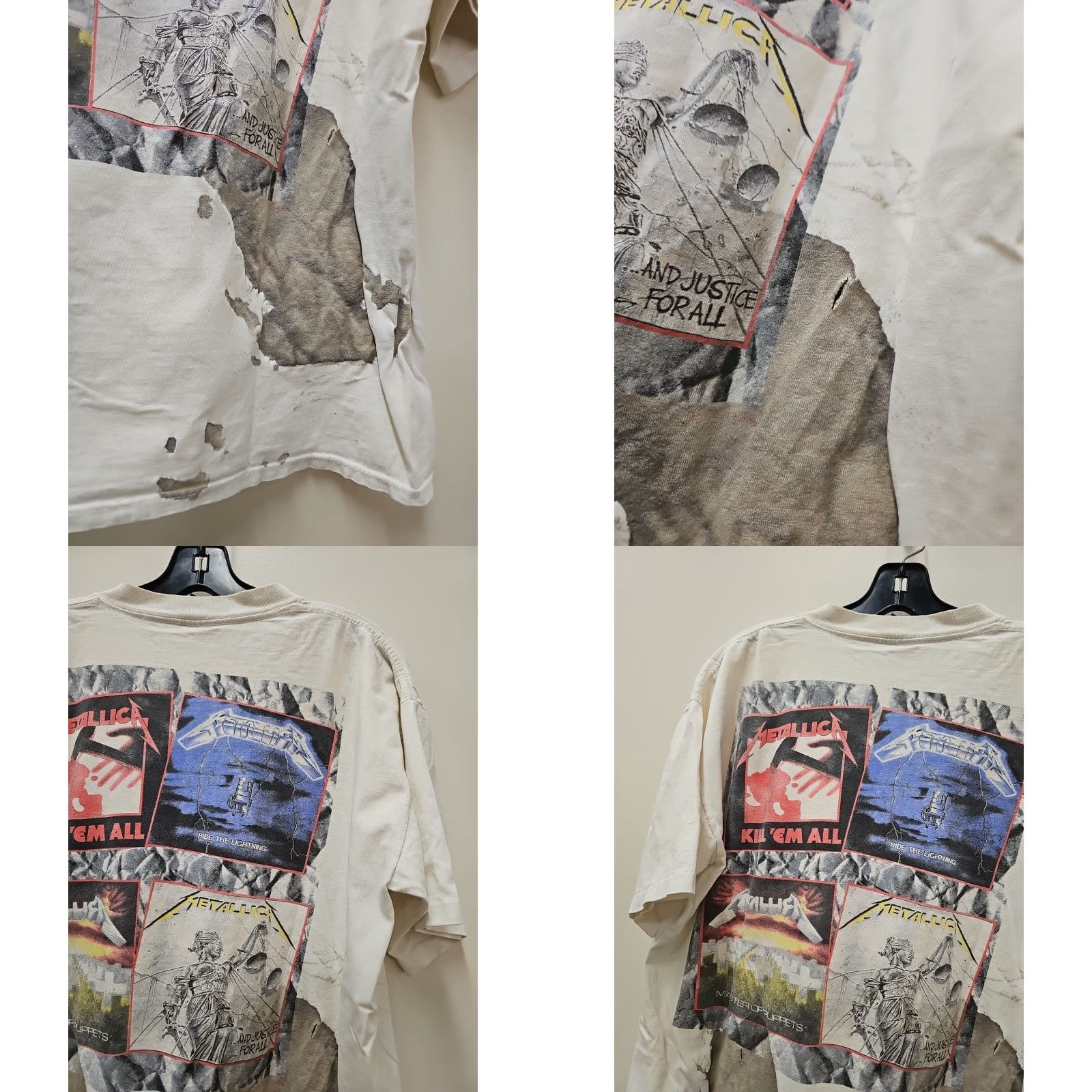X-LARGE VINTAGE Brockum Metallica And Justice For All Tour T Shirt XL White Concert Band T-Shirt Mens 80s 90s Heavy Metal Size US XL / EU 56 / 4 - 8 Thumbnail