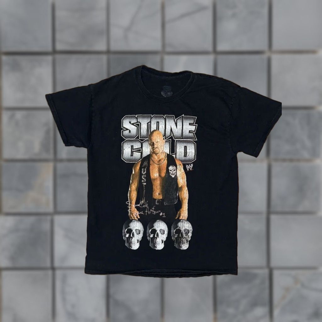 Vintage Stone Cold Steve Austin Skull T-Shirt WWE Black L Mens Regular Skull Graphic 90s? Size US L / EU 52-54 / 3 - 1 Thumbnail