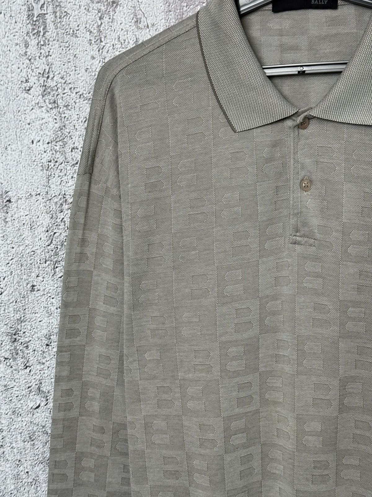 Bally Bally Monogram Long Sleeve Polo Shirt Gray Cotton Italy Size US XL / EU 56 / 4 - 2 Thumbnail