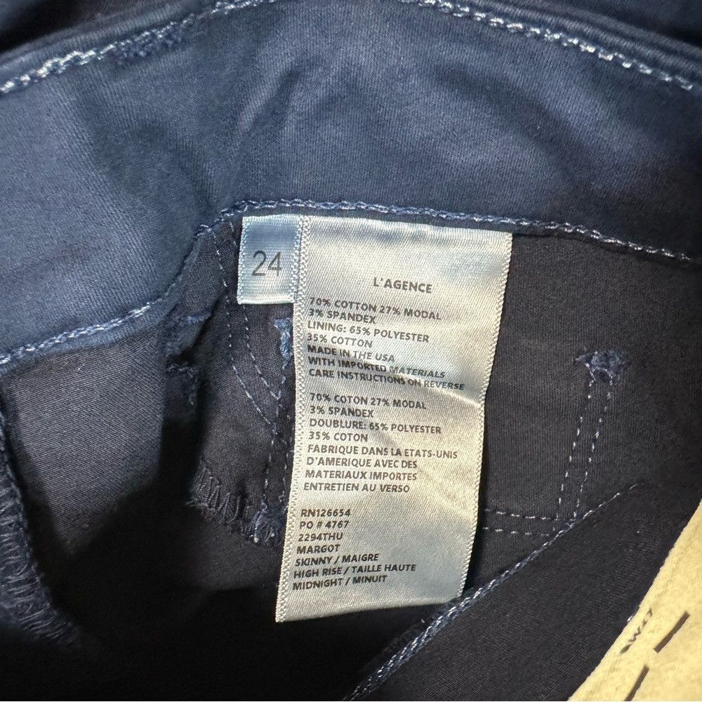 L'AGENCE NWT New $265 L'AGENCE Margot Crop Skinny MIDNIGHT Pants Siz Size 24" / US 00 / IT 34 - 7 Thumbnail