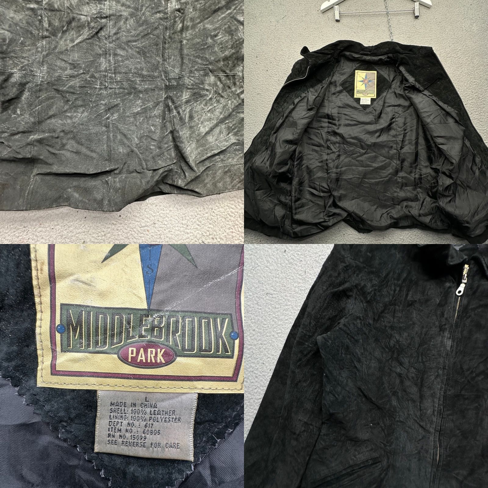Vintage VINTAGE Middlebrook Park Suede Leather Jacket Mens Large Lined Black Bomber Full Zip Jacket Mens L Size US L / EU 52-54 / 3 - 8 Thumbnail