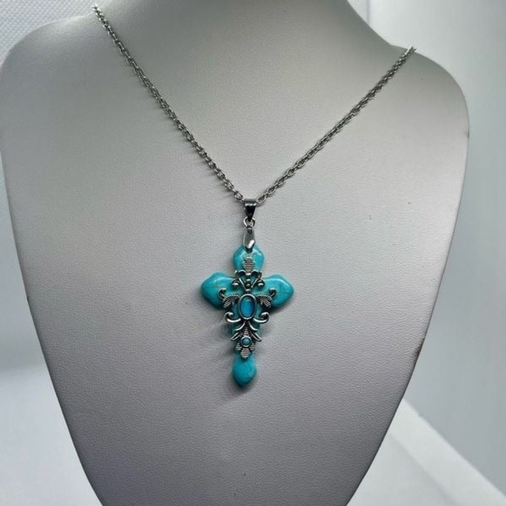 Other Turquoise Stone Cross Pendant Necklace Size ONE SIZE - 2 Thumbnail